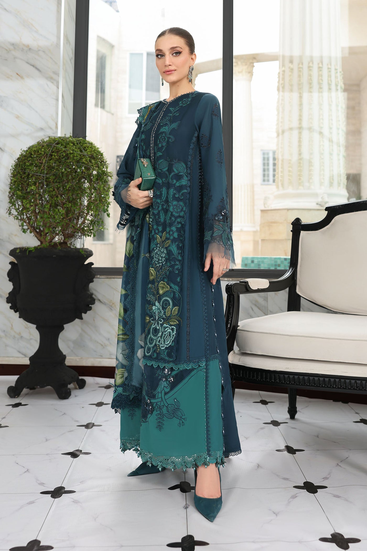 3 Piece Unstitched Embroidered Lawn Suit