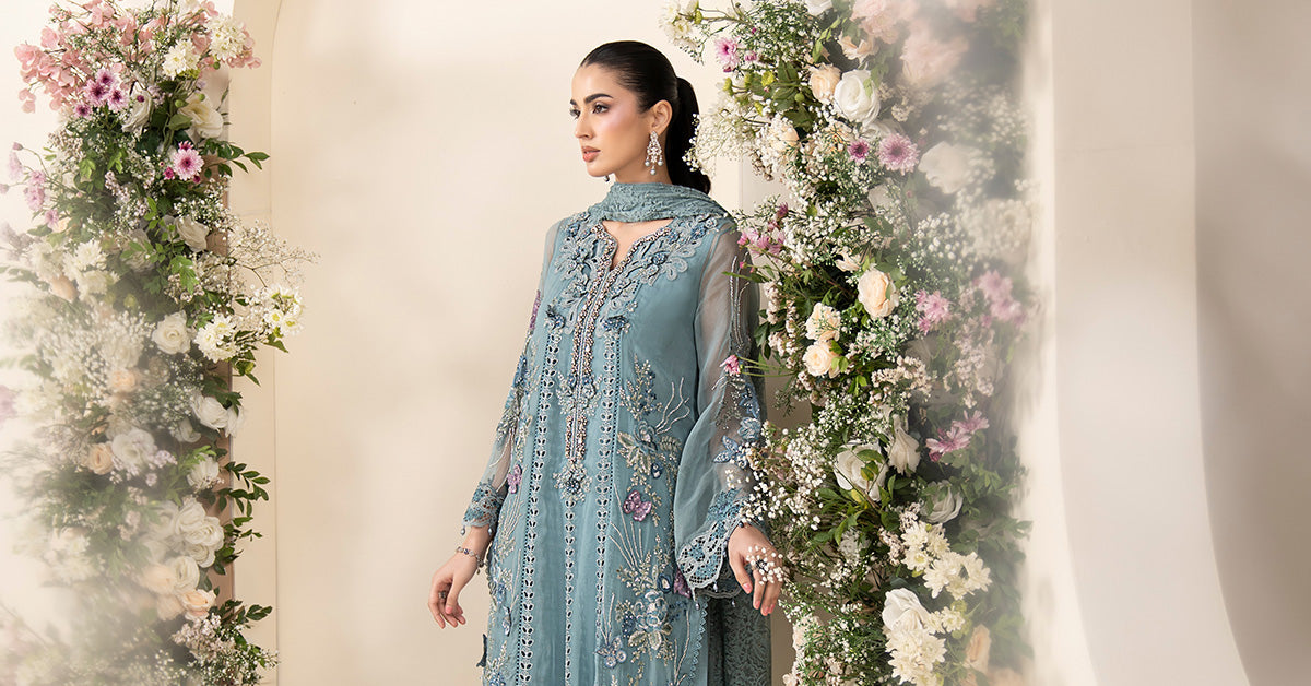 3 Piece Embroidered Chiffon Suit