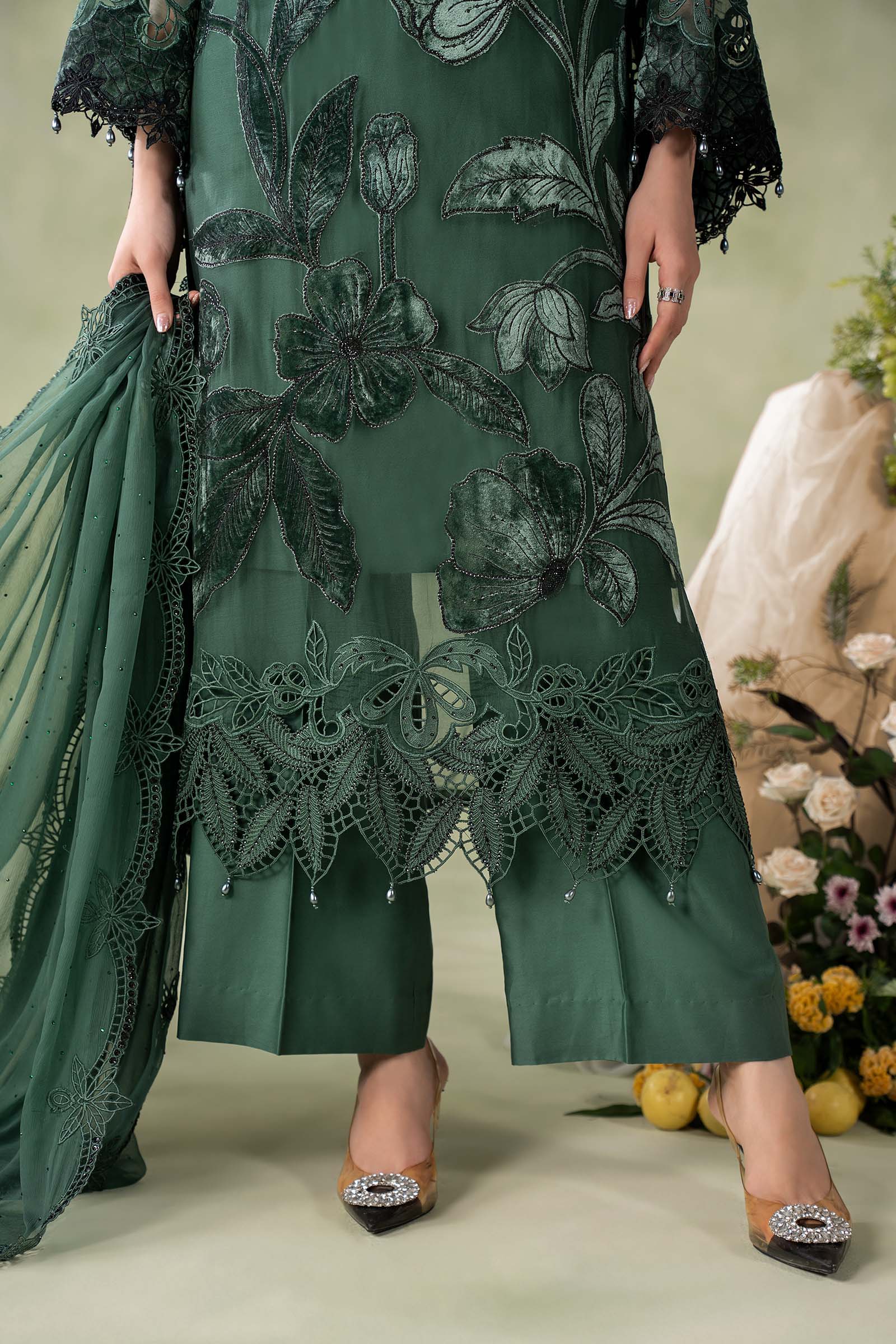 3 Piece Embroidered Chiffon Suit (MCS-26-207)
