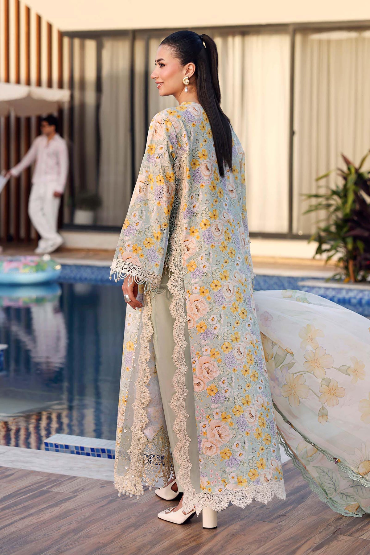 3 Piece Unstitched Embroidered Lawn Suit