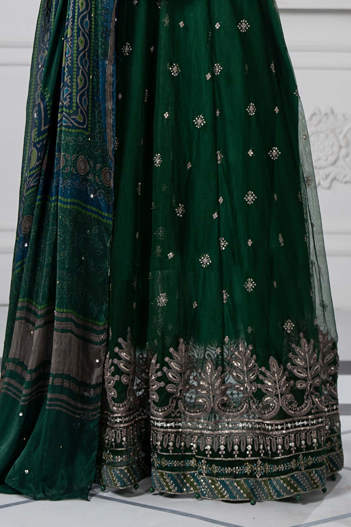 3 Piece Embroidered Net Suit | DS-2507-A