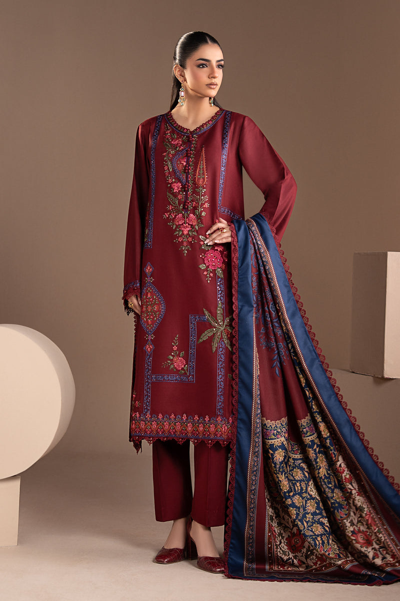 3 Piece Embroidered Twill Linen Suit