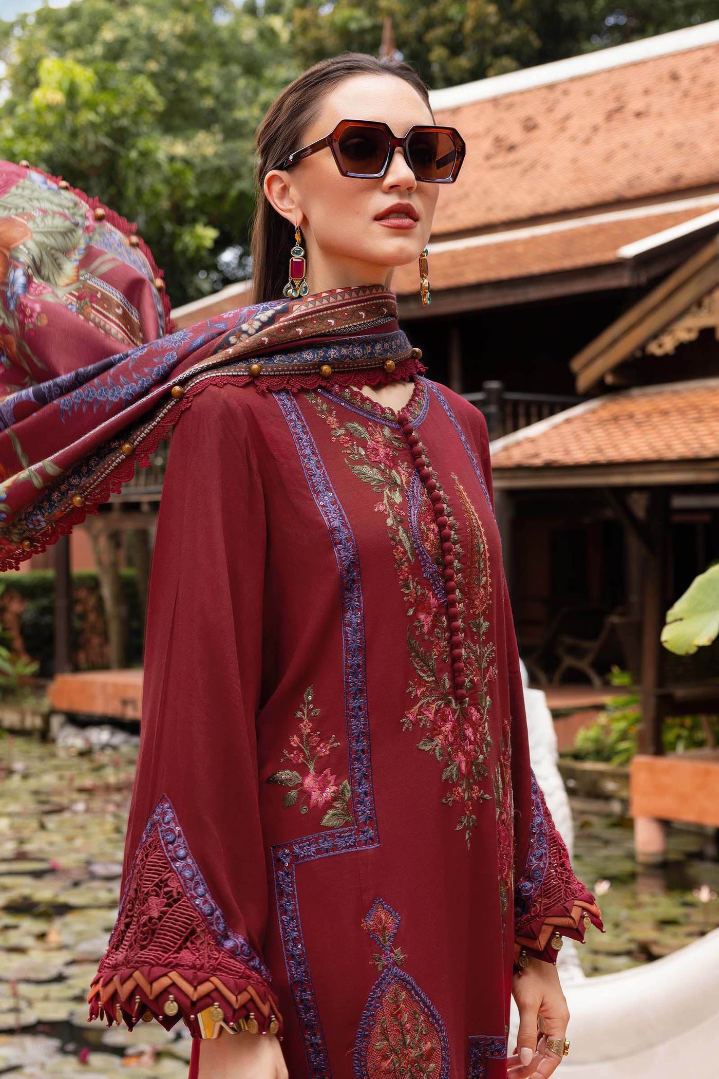3 Piece Unstitched Embroidered Twill Linen Suit