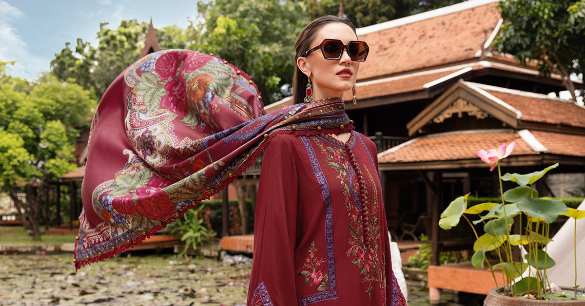 3 Piece Unstitched Embroidered Twill Linen Suit