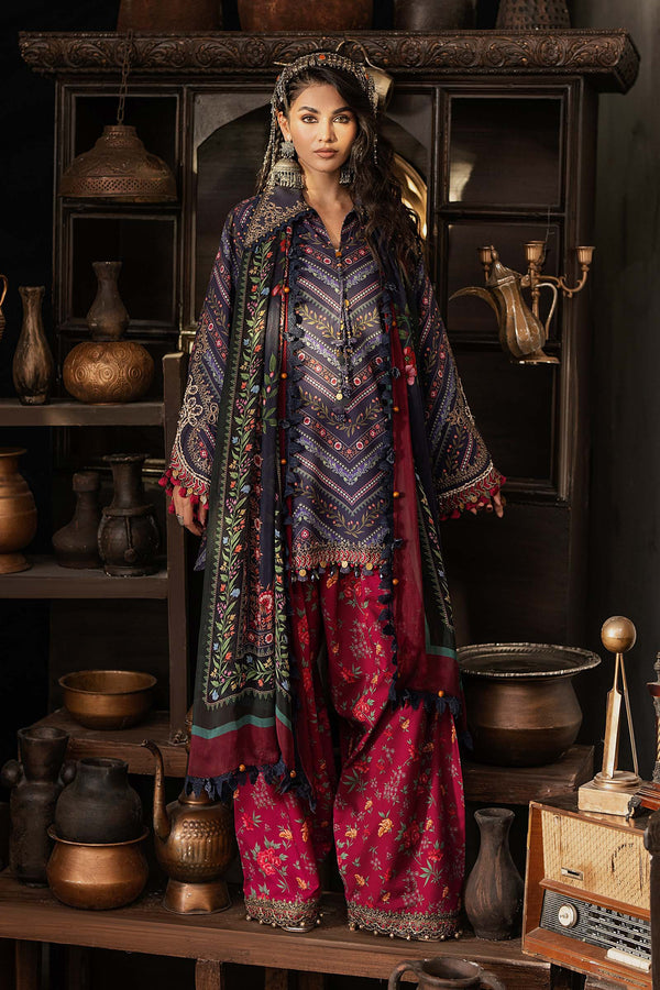 3 Piece Unstitched Embroidered Cambric Suit | MPT-3107-B