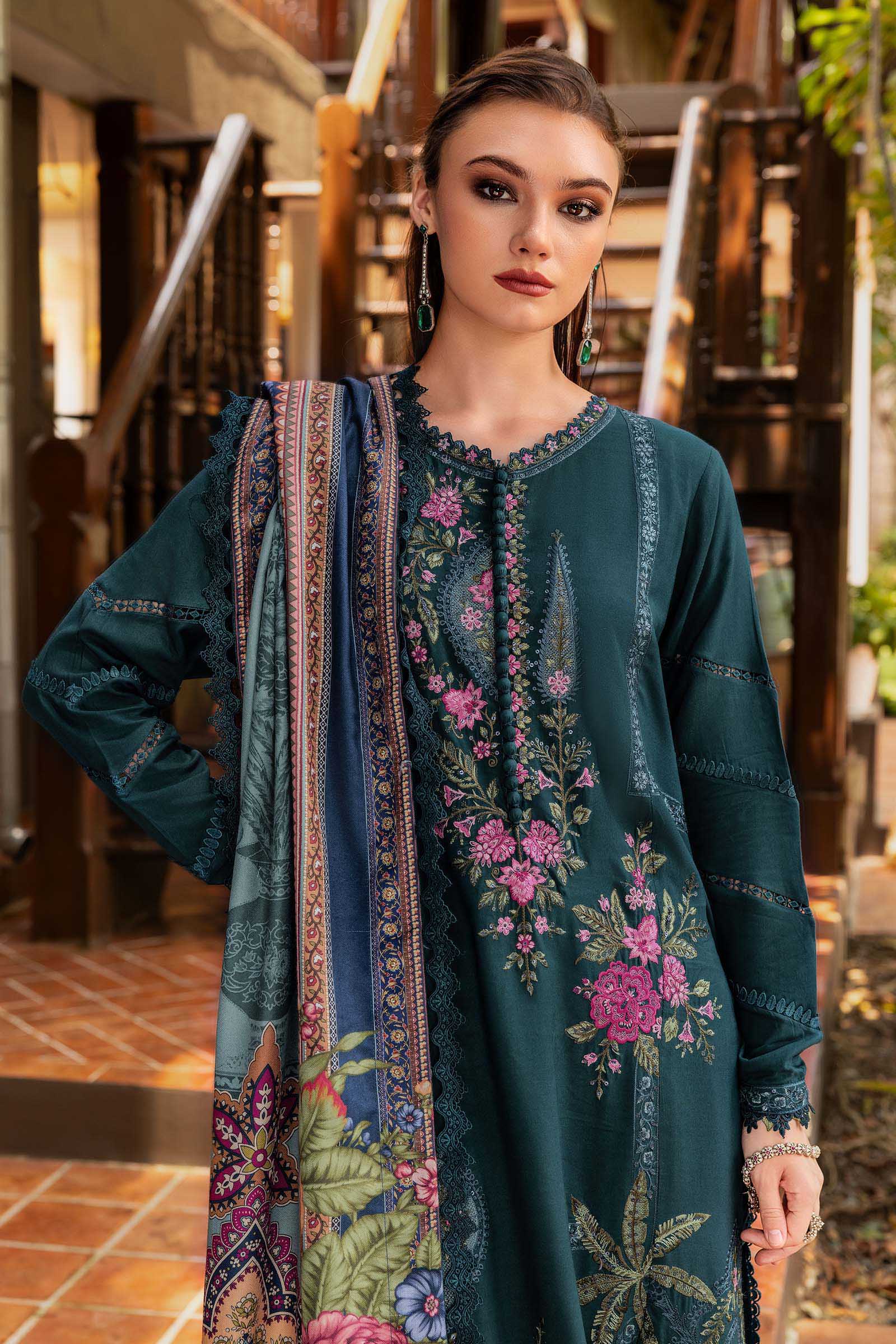 3 Piece Unstitched Embroidered Twill Linen Suit