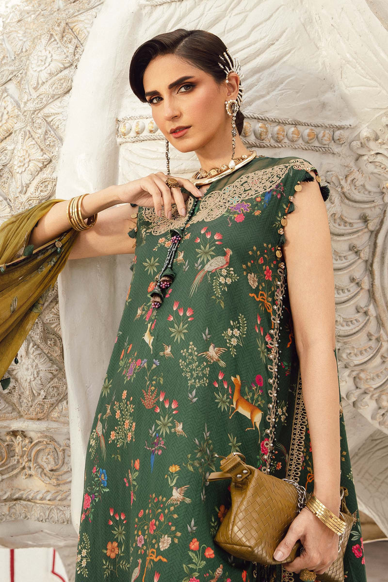 3 Piece Unstitched Embroidered Linen Suit | Mpt-2707-B