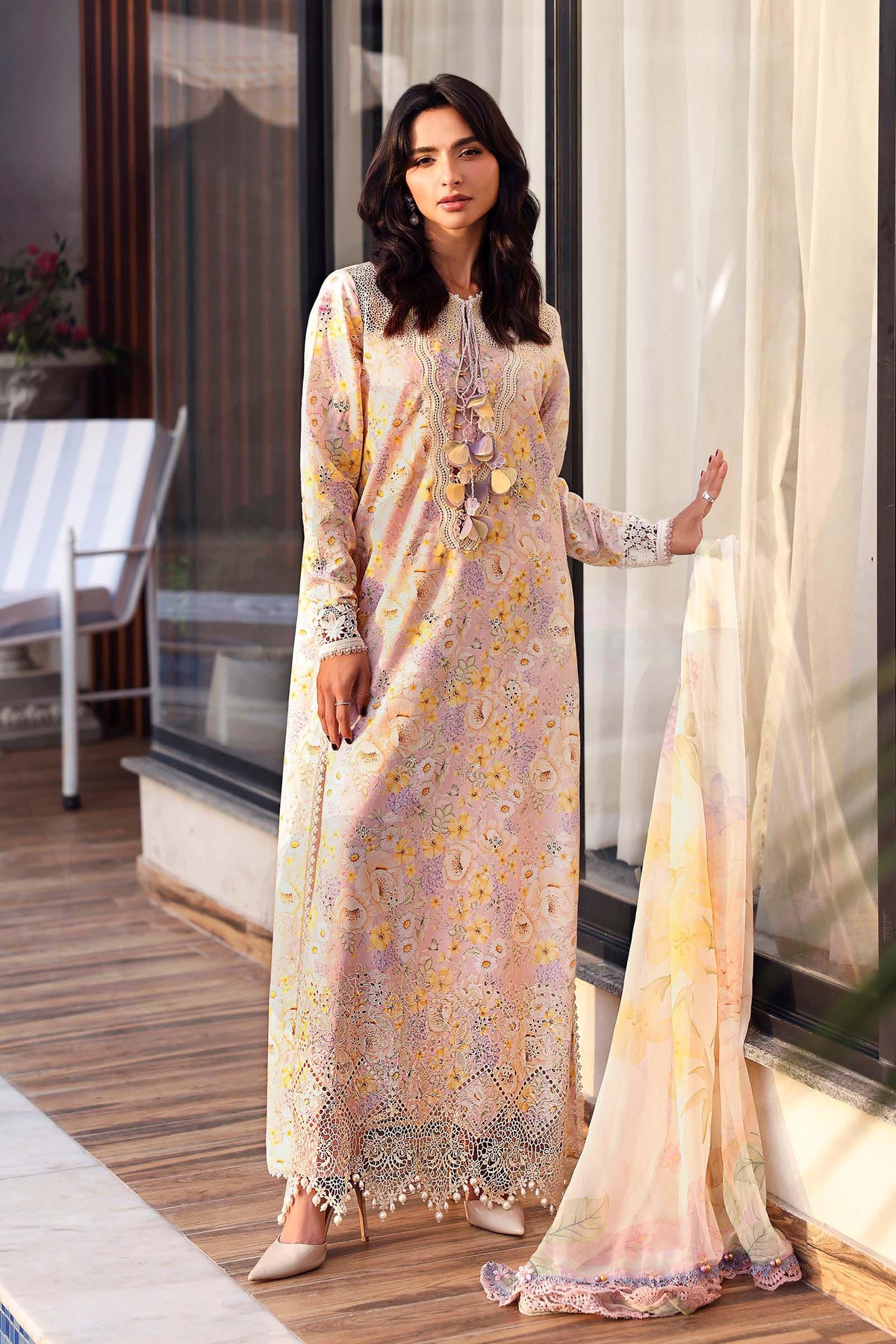 3 Piece Unstitched Embroidered Lawn Suit