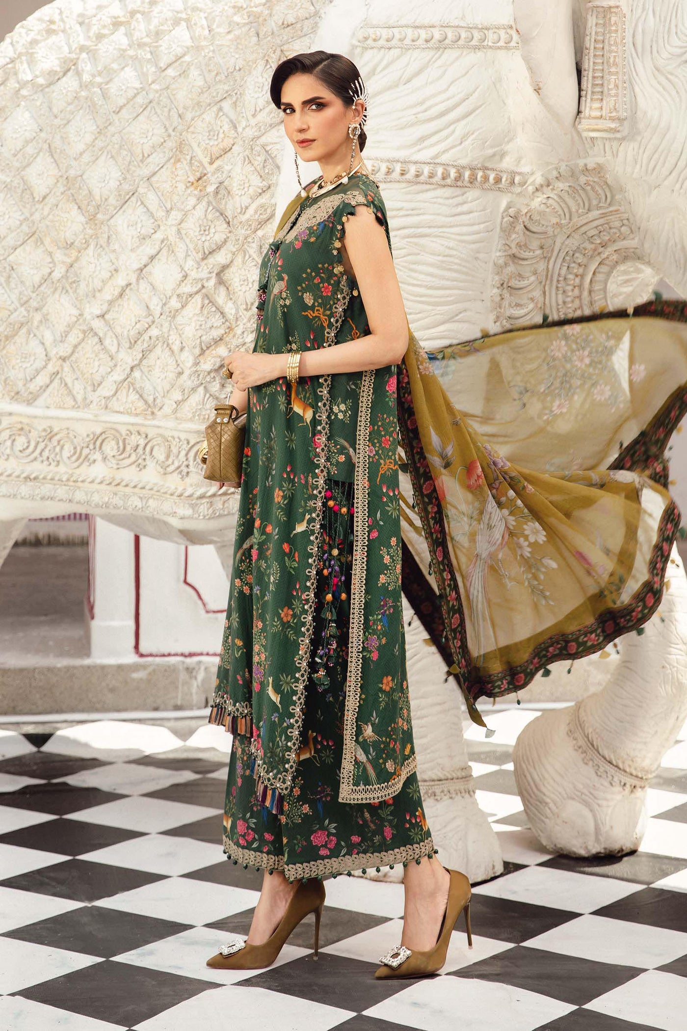 3 Piece Unstitched Embroidered Linen Suit | MPT-2707-B