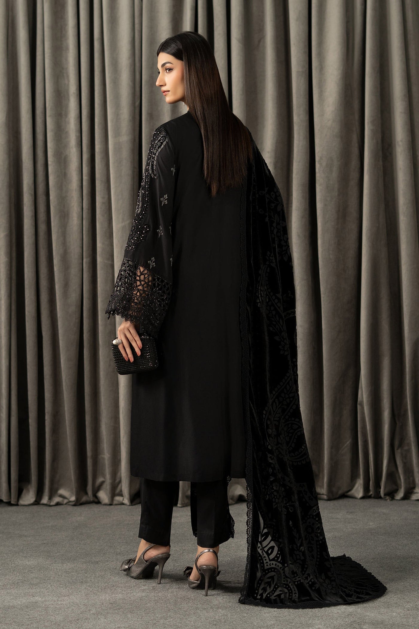 3 Piece Embroidered Linen Suit