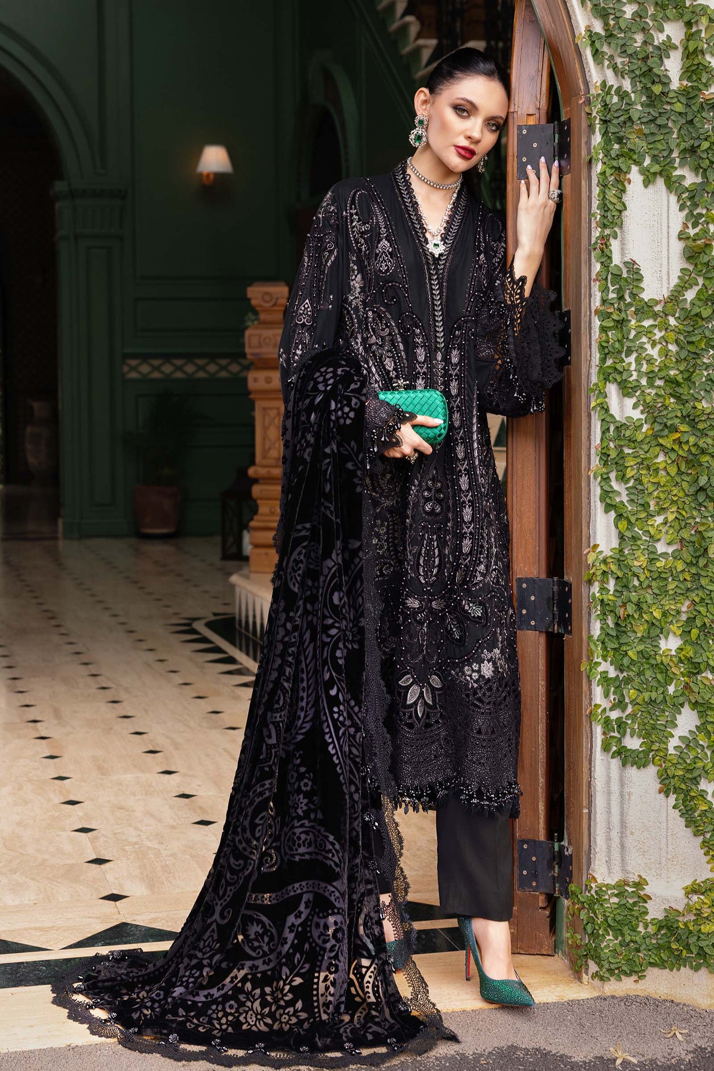 3 Piece Unstitched Embroidered Linen Suit