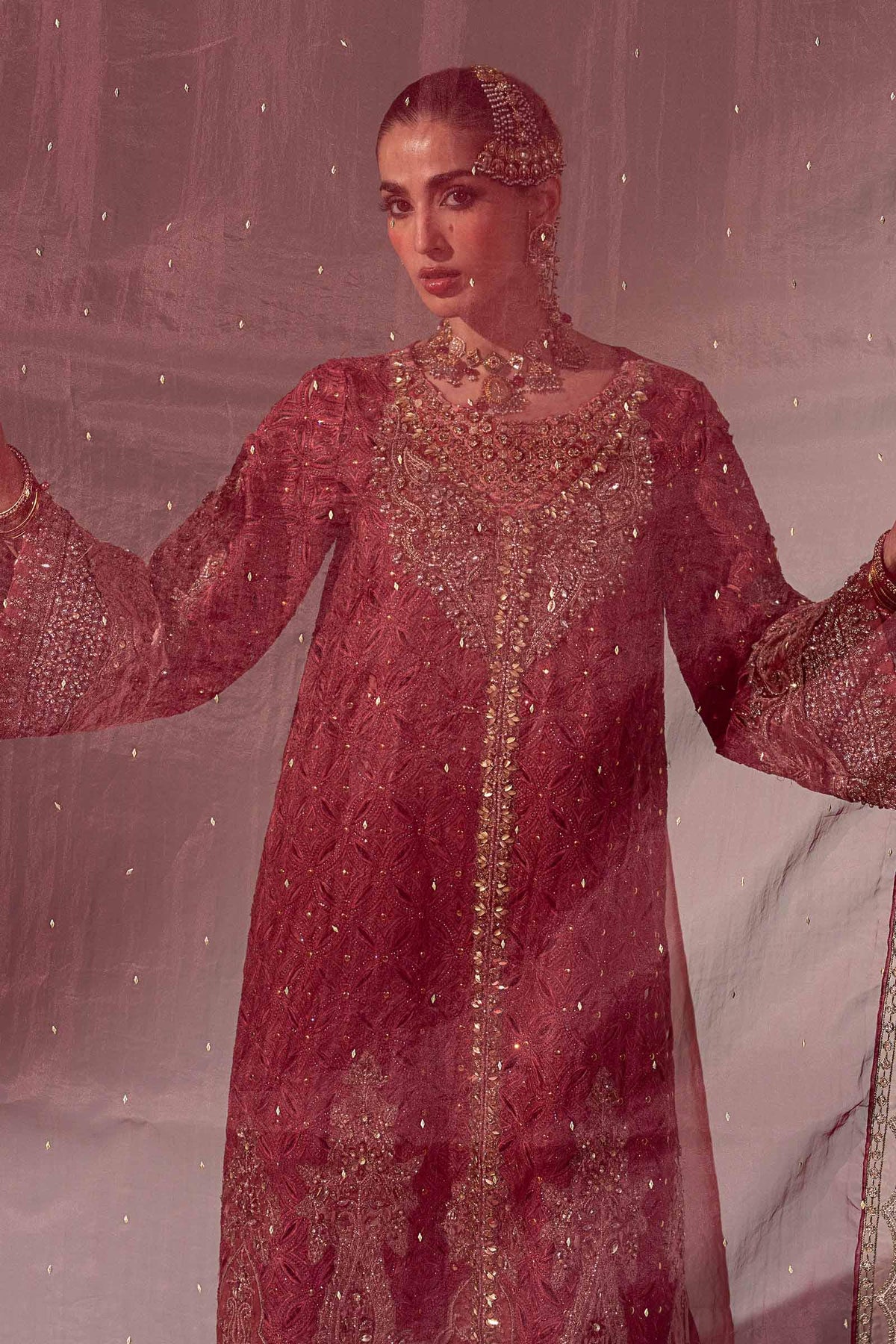 3 Piece Embroidered Organza Suit