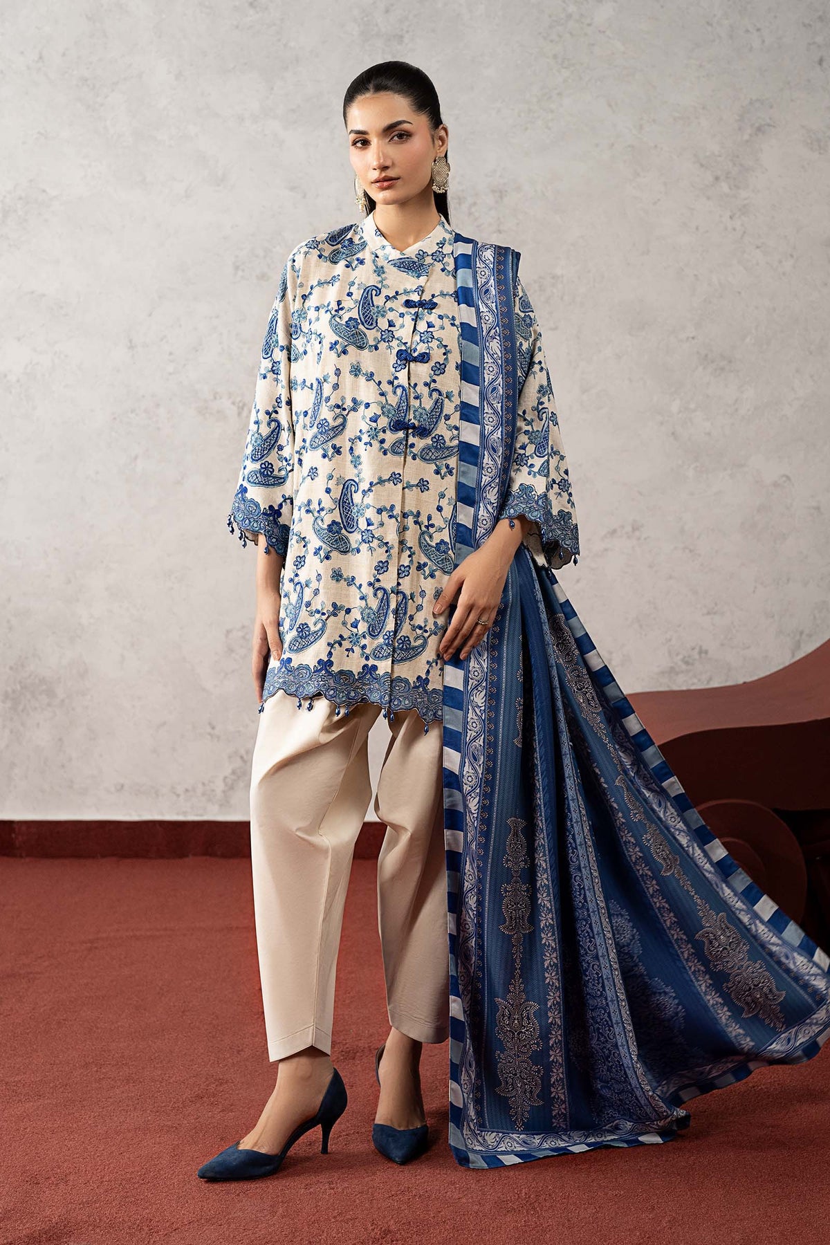 3 Piece Embroidered Irish Linen Suit