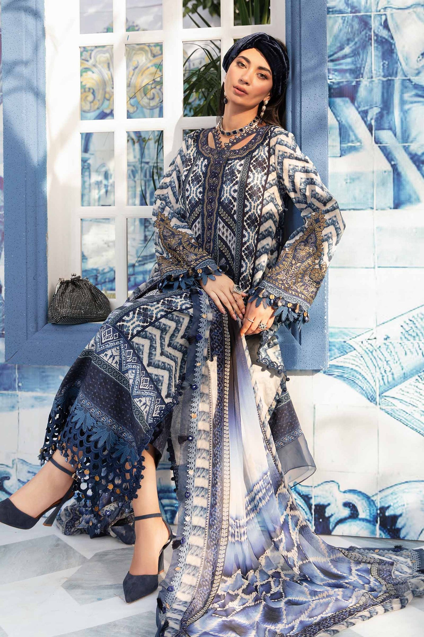 3 Piece Unstitched Printed Suit | Mpt-2208-B