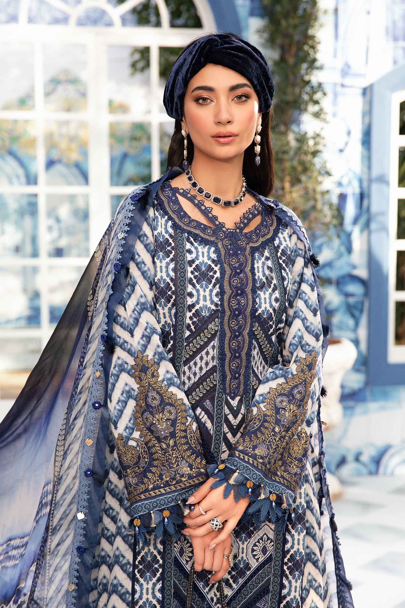 3 Piece Unstitched Printed Suit | Mpt-2208-B