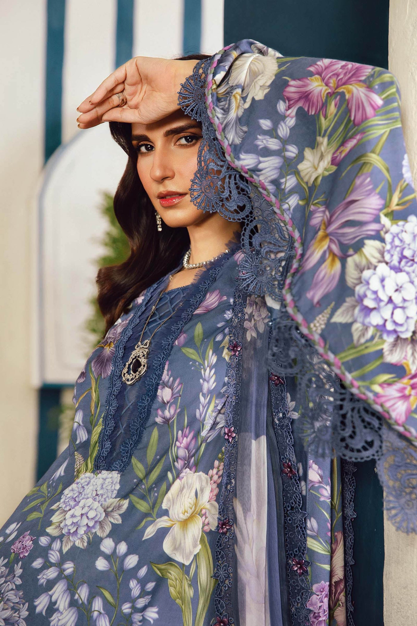 3 Piece Unstitched Embroidered Cambric Suit | MPT-2709-B
