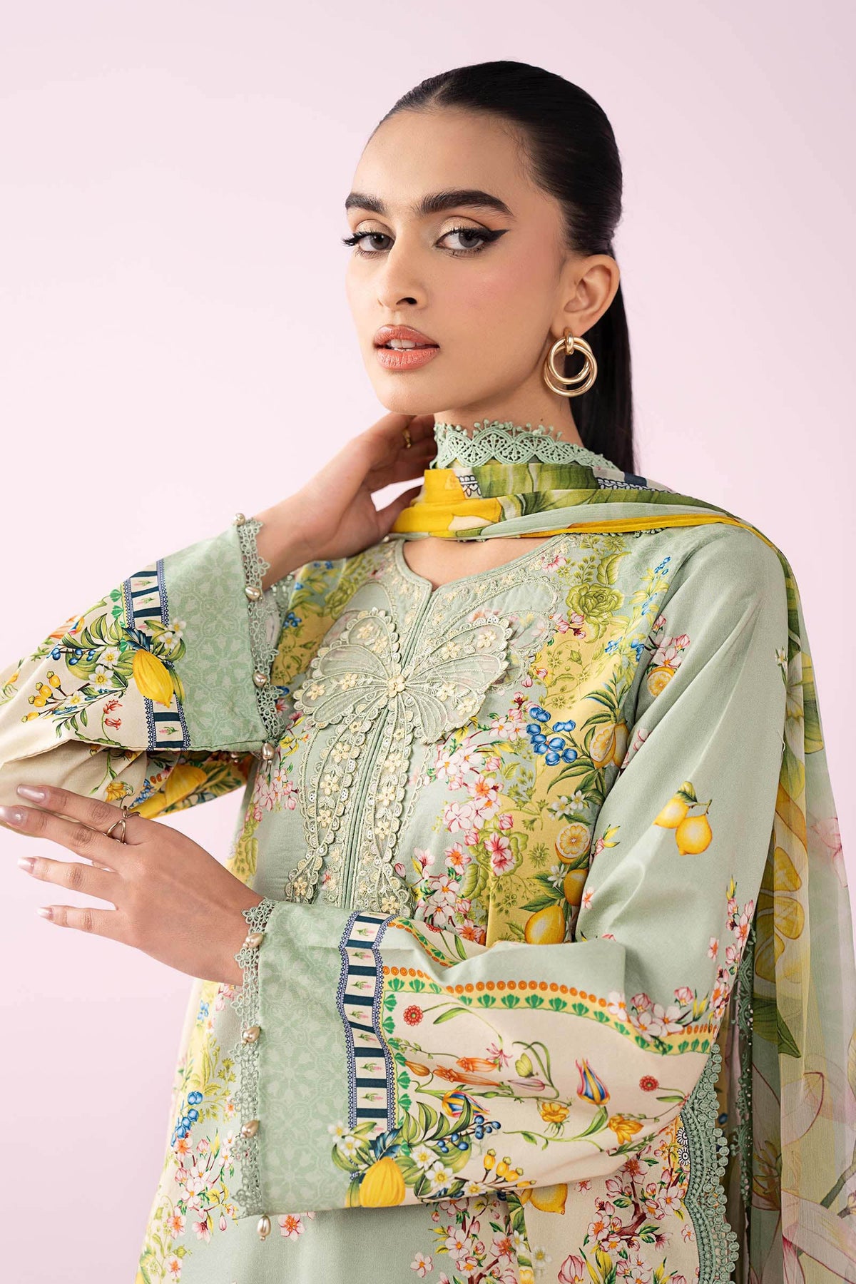 3 Piece Embroidered Lawn Suit - MS2908B-SML-00B