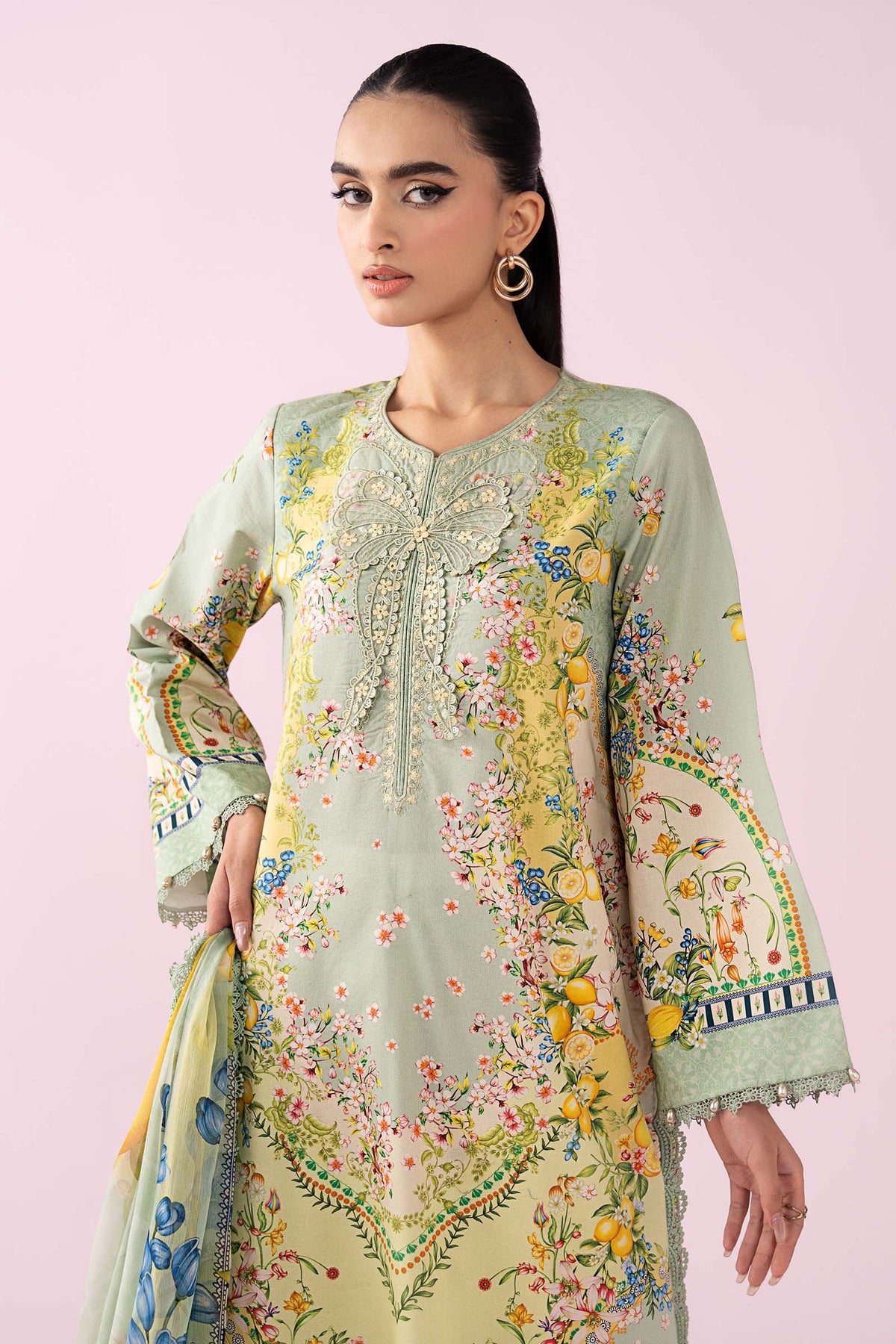 3 Piece Embroidered Lawn Suit - MS2908B-SML-00B