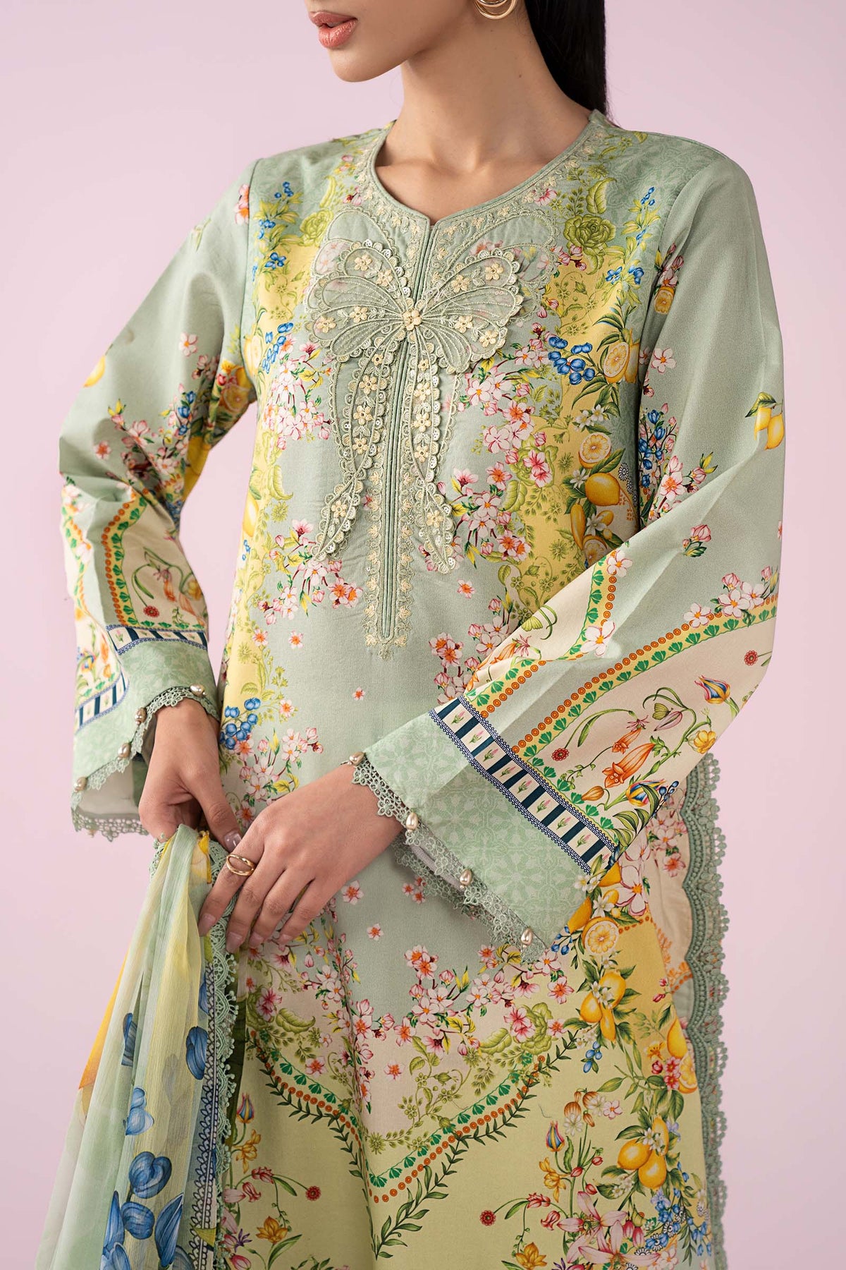 3 Piece Embroidered Lawn Suit - MS2908B-SML-00B