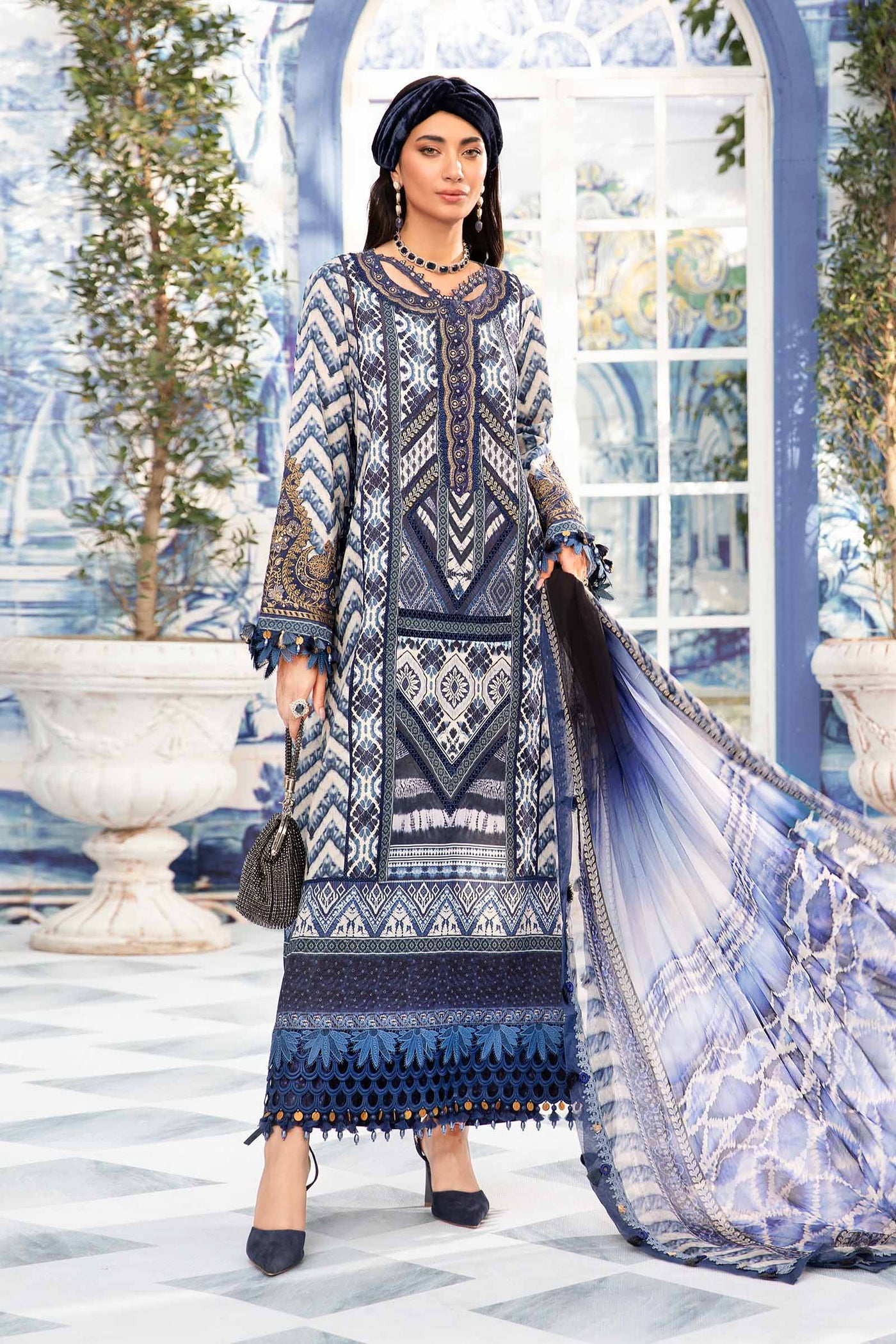 3 Piece Unstitched Printed Suit | Mpt-2208-B