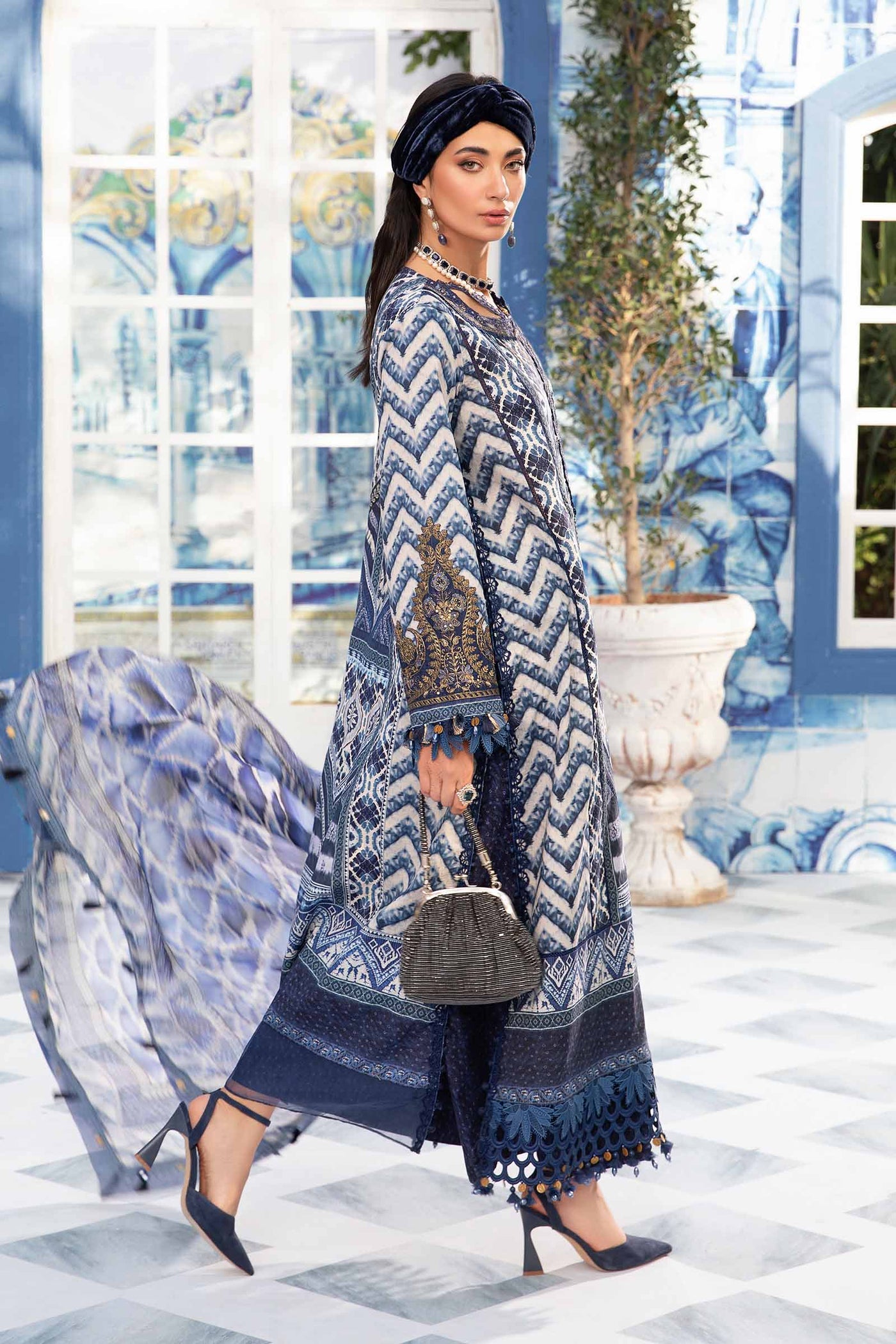 3 Piece Unstitched Printed Suit | Mpt-2208-B