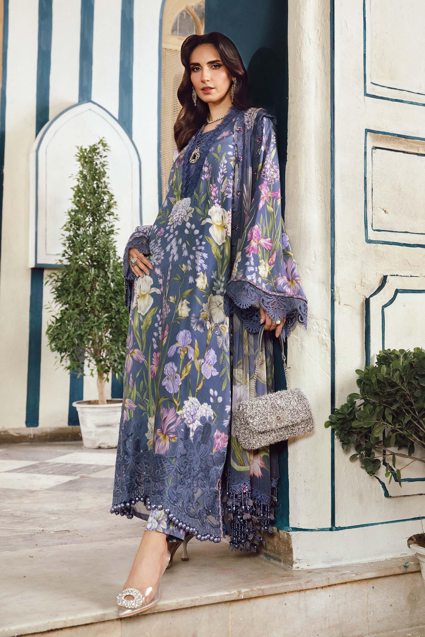 3 Piece Unstitched Embroidered Cambric Suit | MPT-2709-B