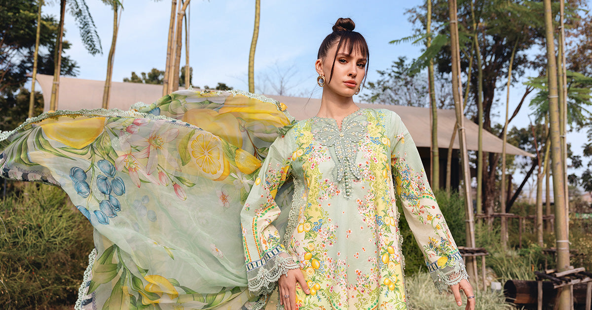 3 Piece Unstitched Embroidered Lawn Suit