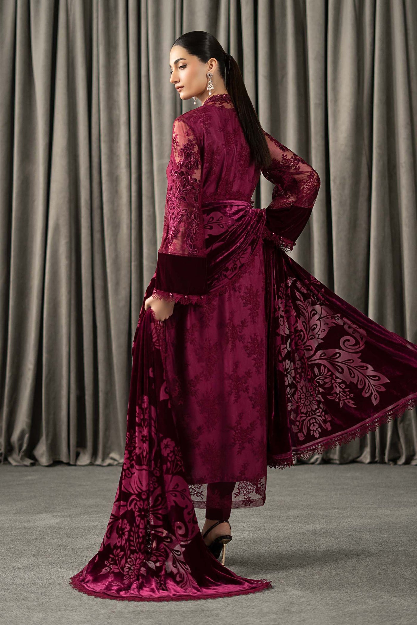 3 Piece Embroidered Chantilly Suit