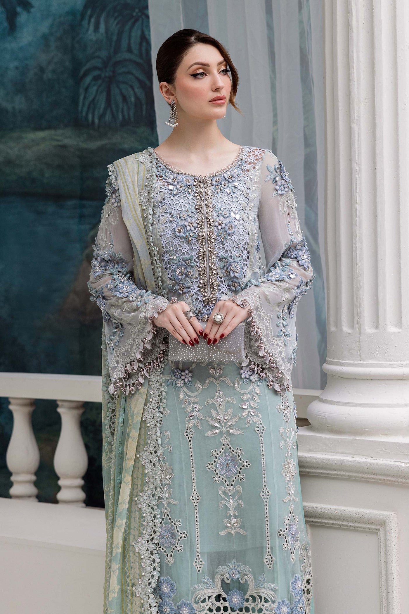 3 Piece Unstitched Embroidered Chiffon Suit | Mpc-25-108