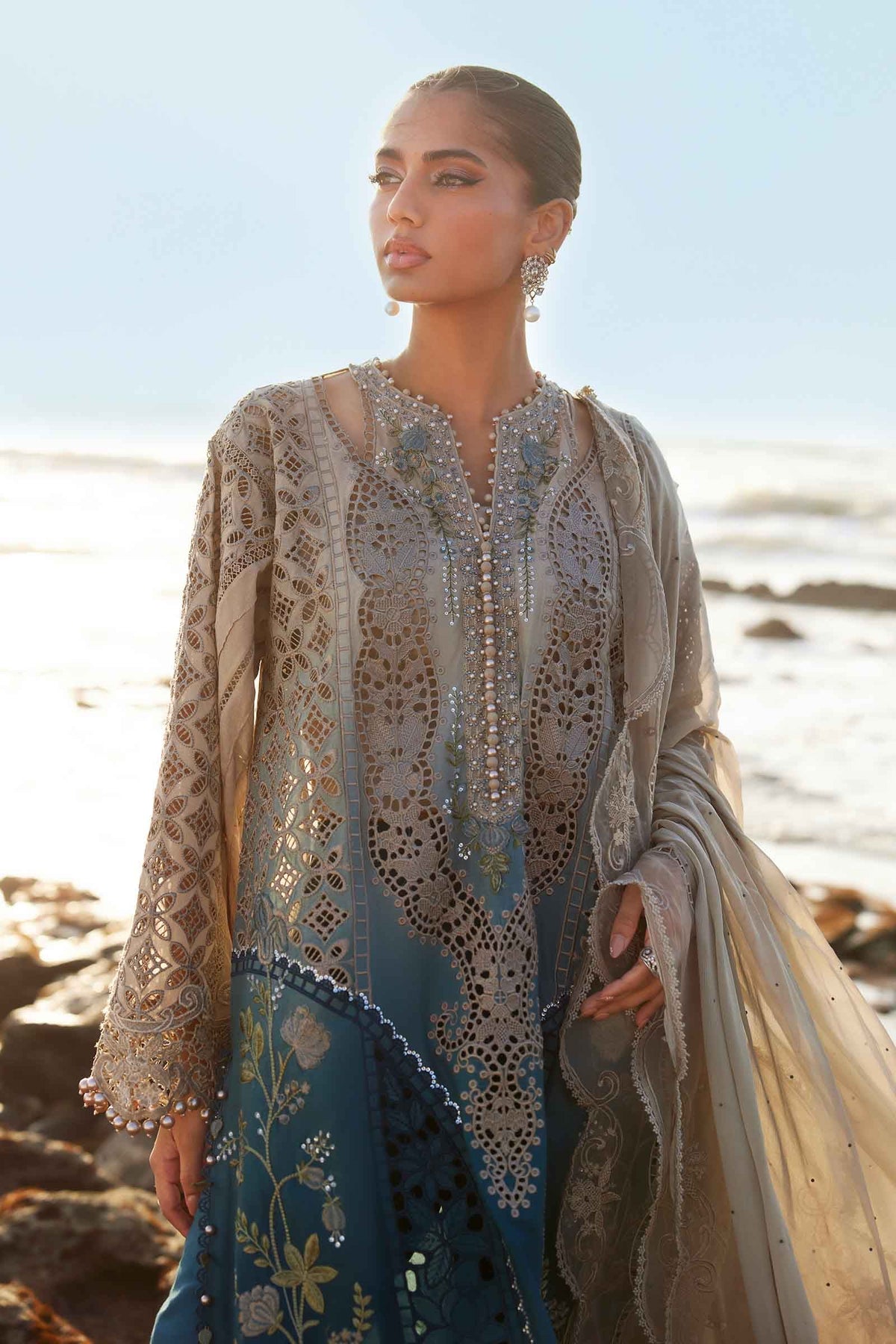 3 Piece Unstitched Embroidered Lawn Suit | EID LAWN-25-08