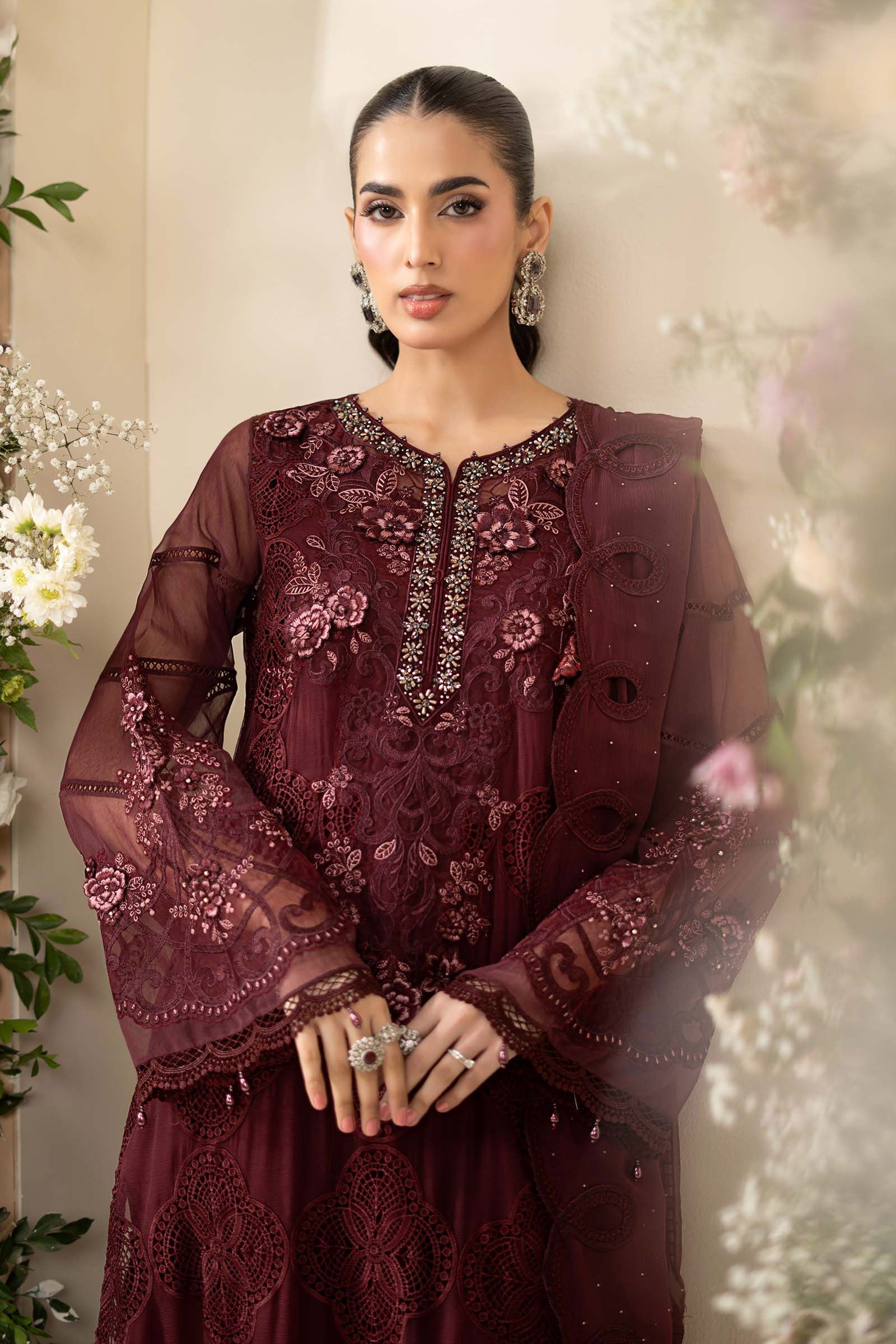 3 Piece Embroidered Chiffon Suit