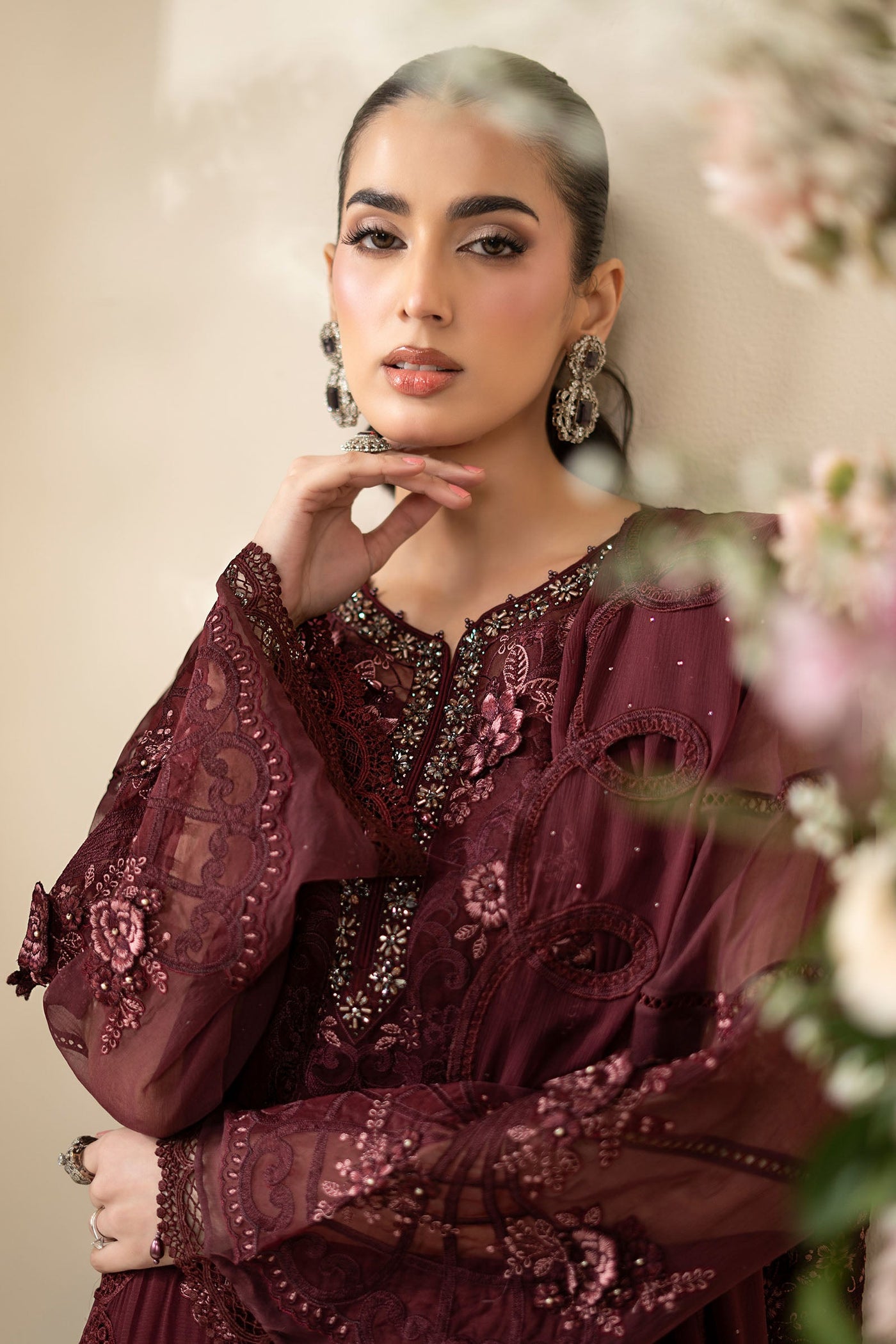 3 Piece Embroidered Chiffon Suit