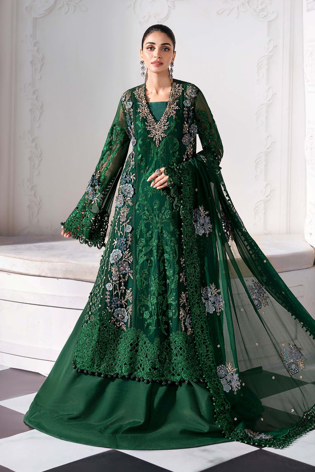 3 Piece Unstitched Embroidered Chiffon Suit | BD-3008
