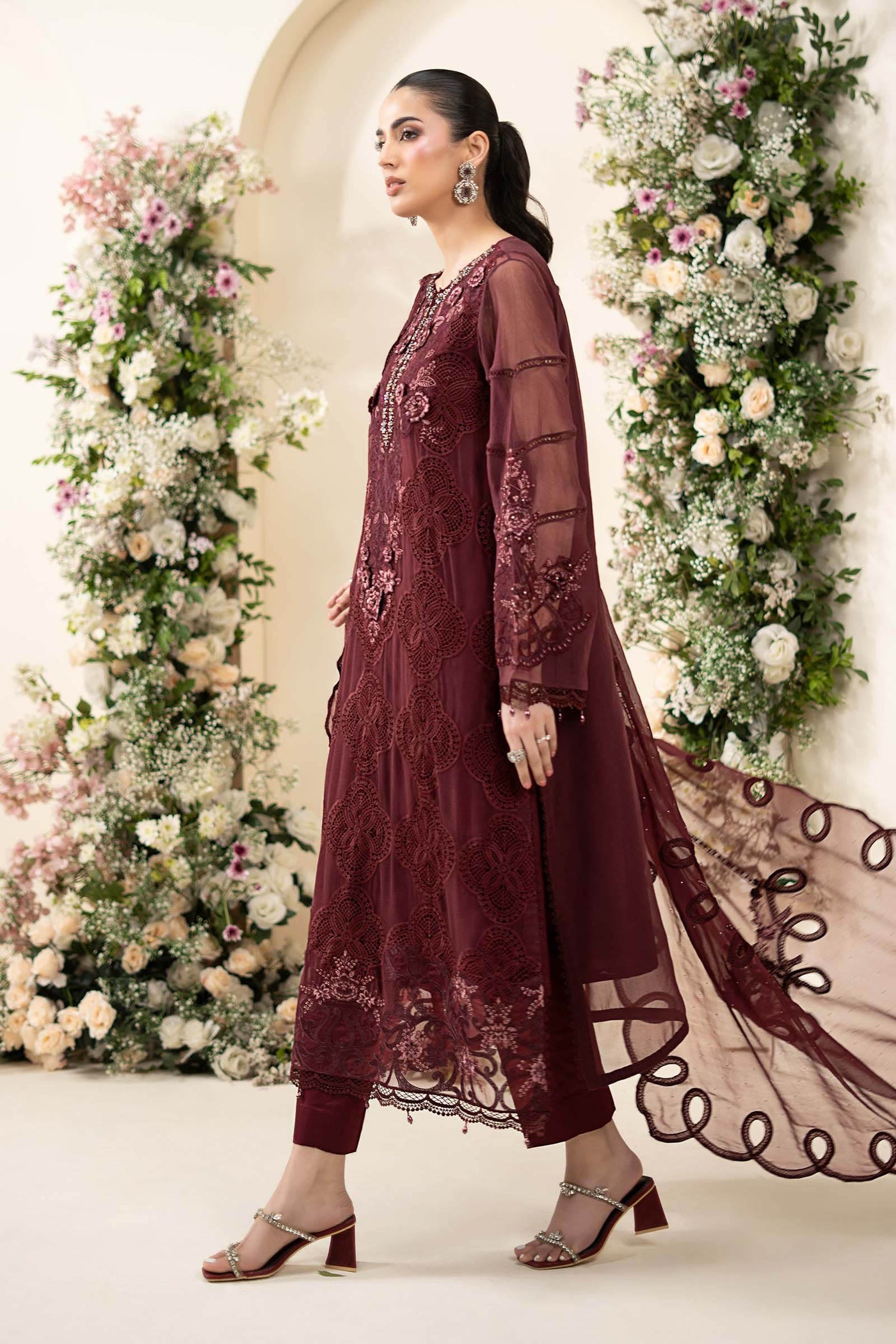 3 Piece Embroidered Chiffon Suit