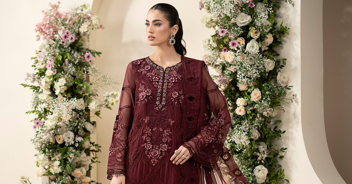 3 Piece Embroidered Chiffon Suit