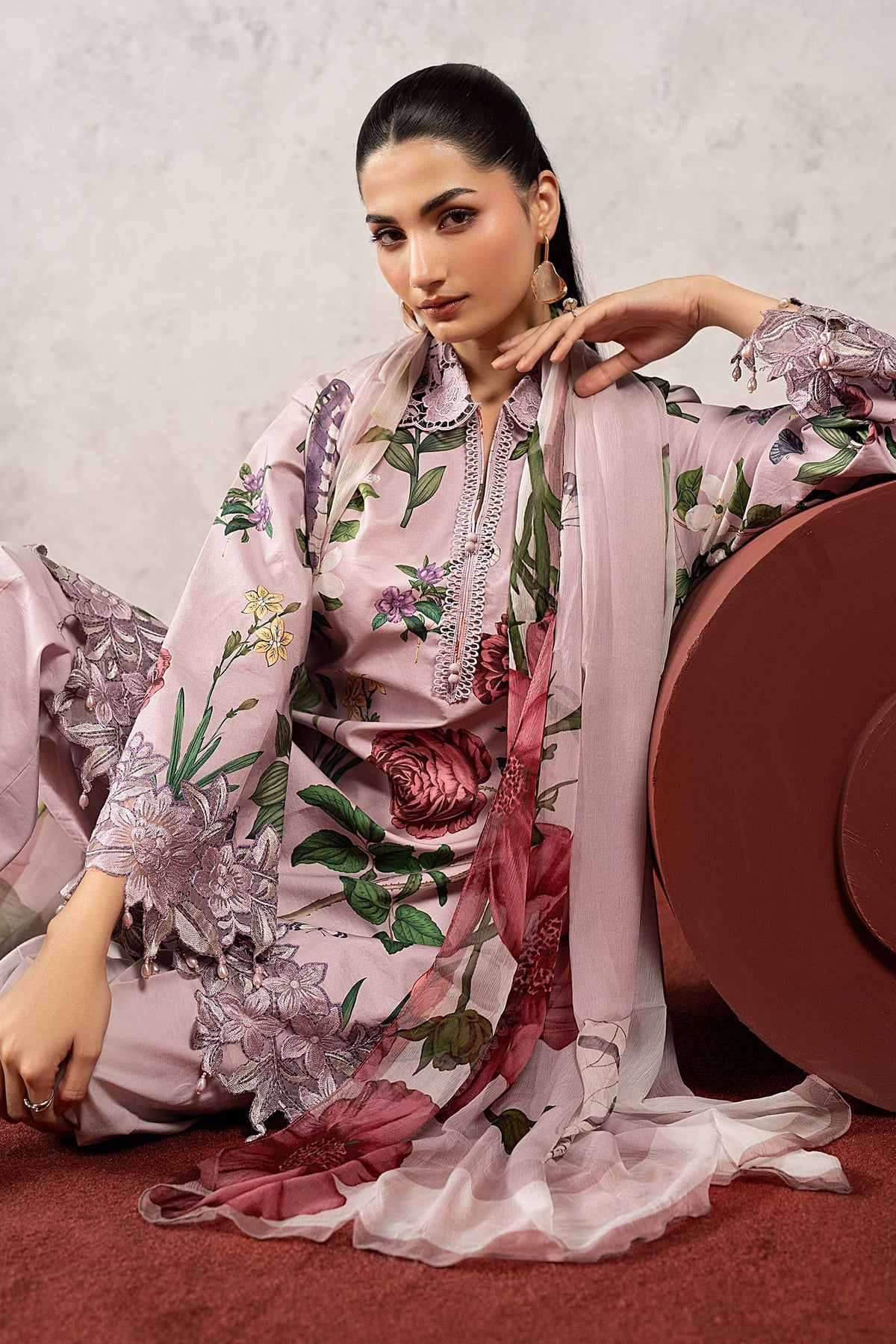 3 Piece Embroidered Cambric Suit