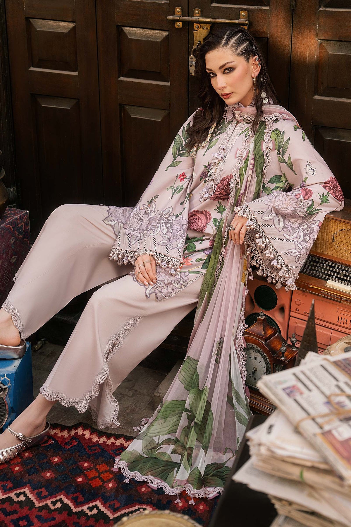 3 Piece Unstitched Embroidered Cambric Suit