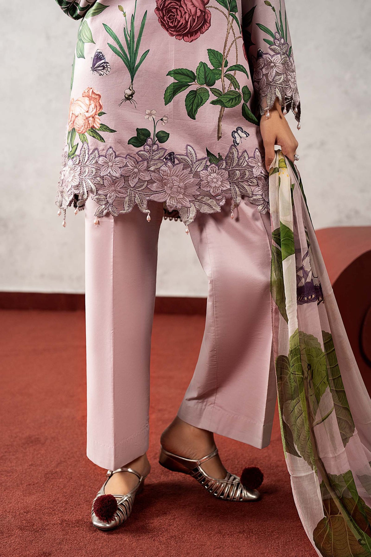 3 Piece Embroidered Cambric Suit