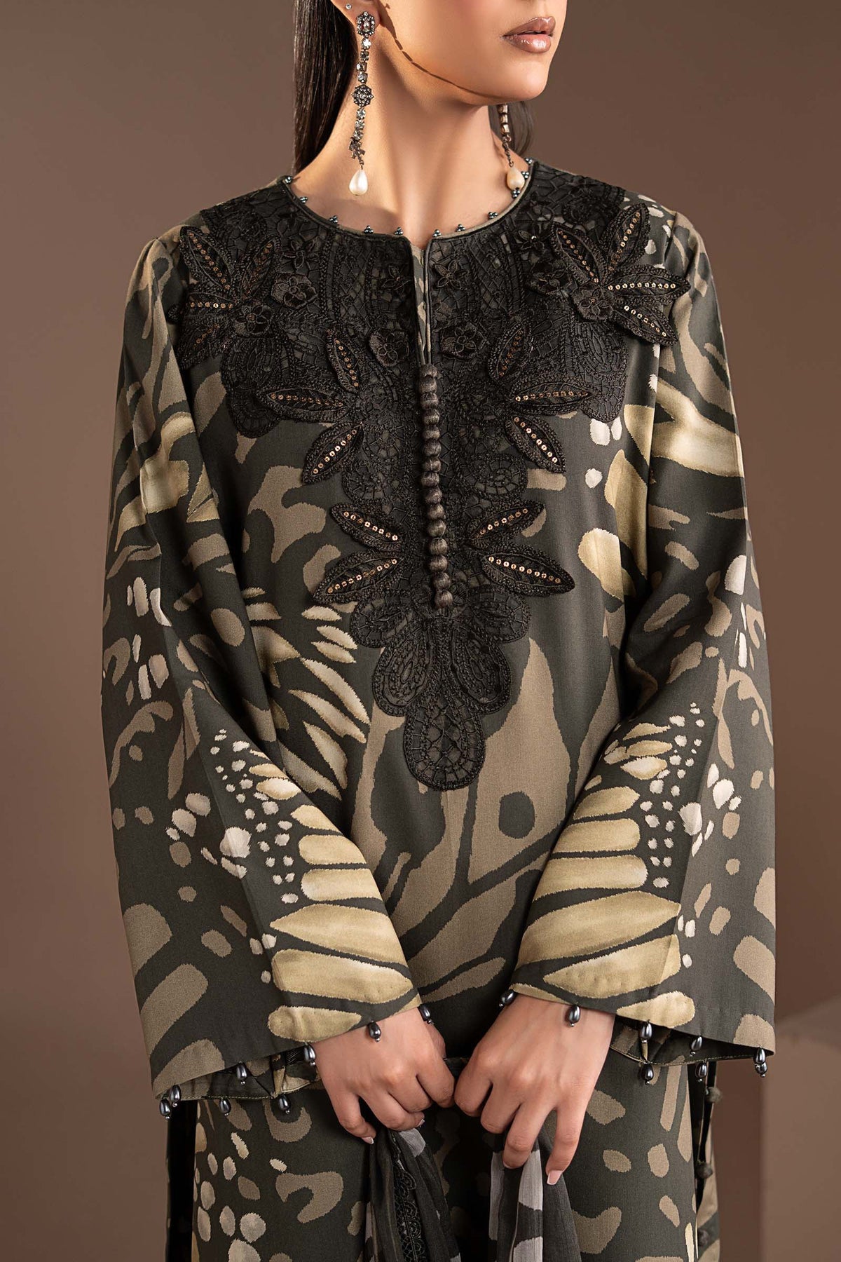 3 Piece Embroidered Linen Suit