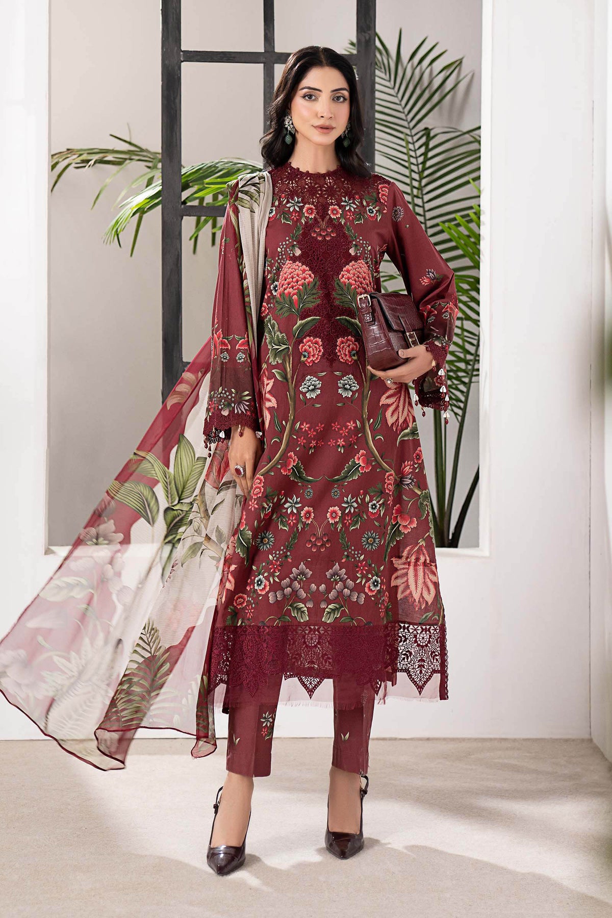 3 Piece Embroidered Cambric Suit