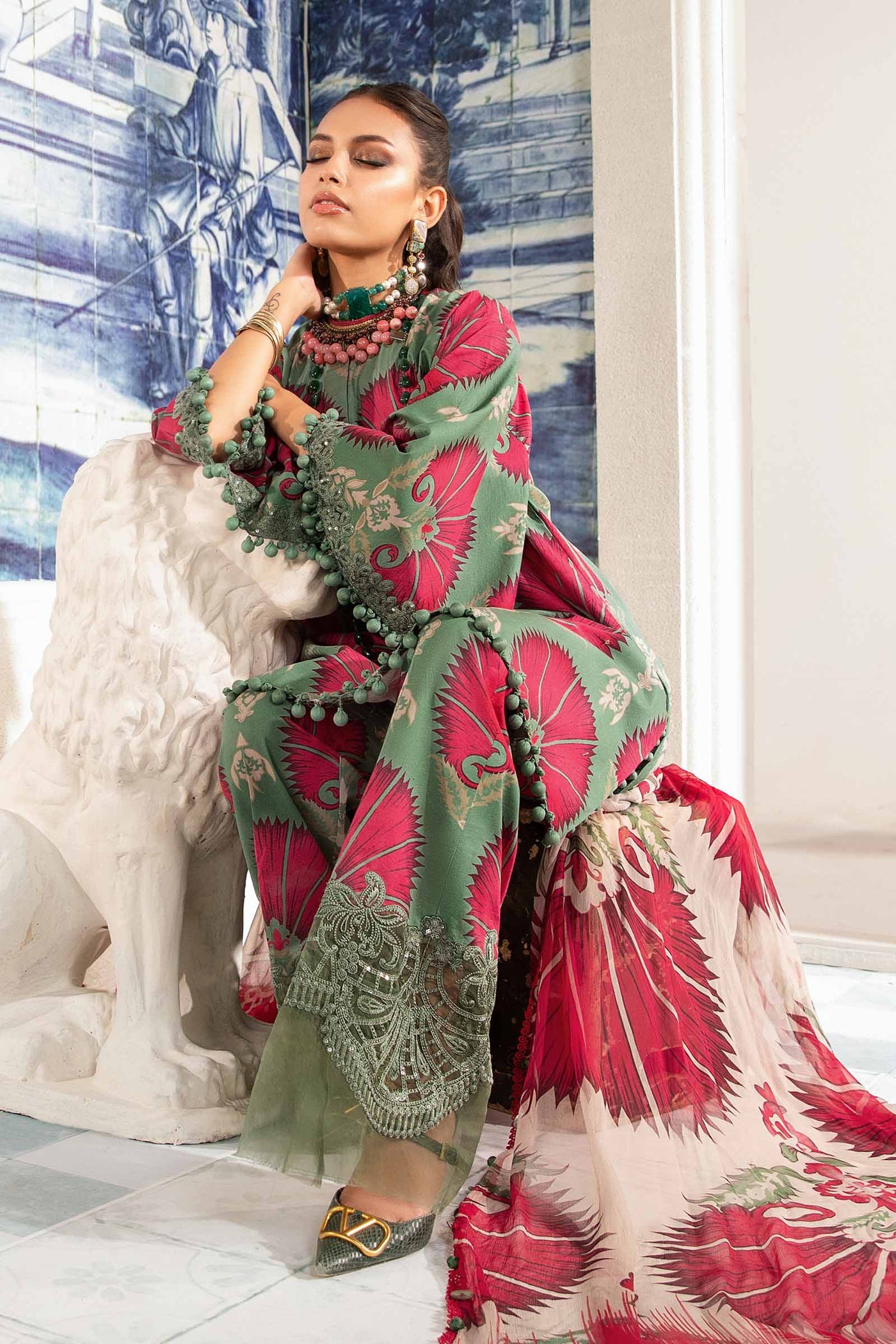 3 Piece Unstitched Printed Suit | Mpt-2209-A