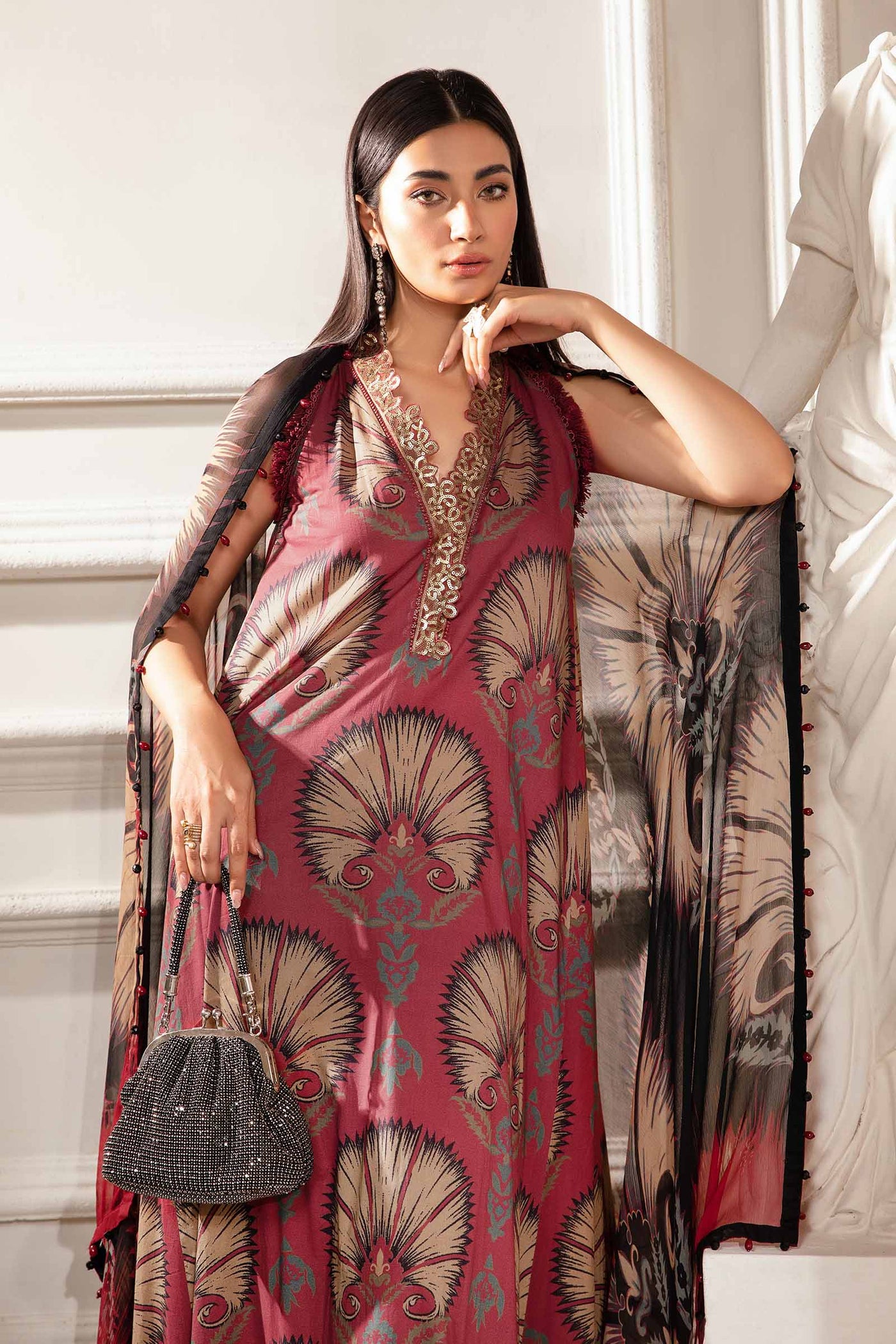 3 Piece Unstitched Printed Suit | Mpt-2209-B