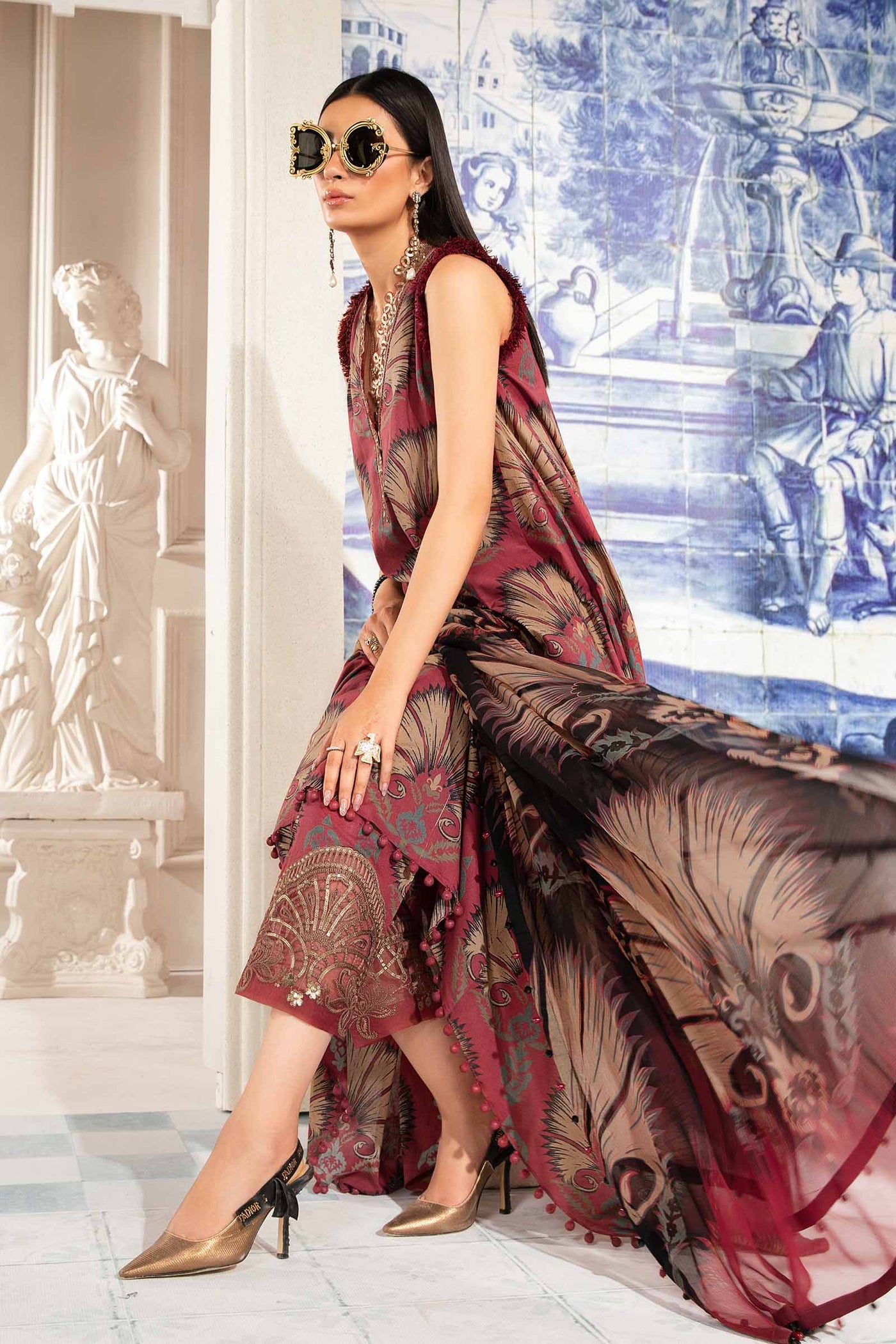 3 Piece Unstitched Printed Suit | Mpt-2209-B