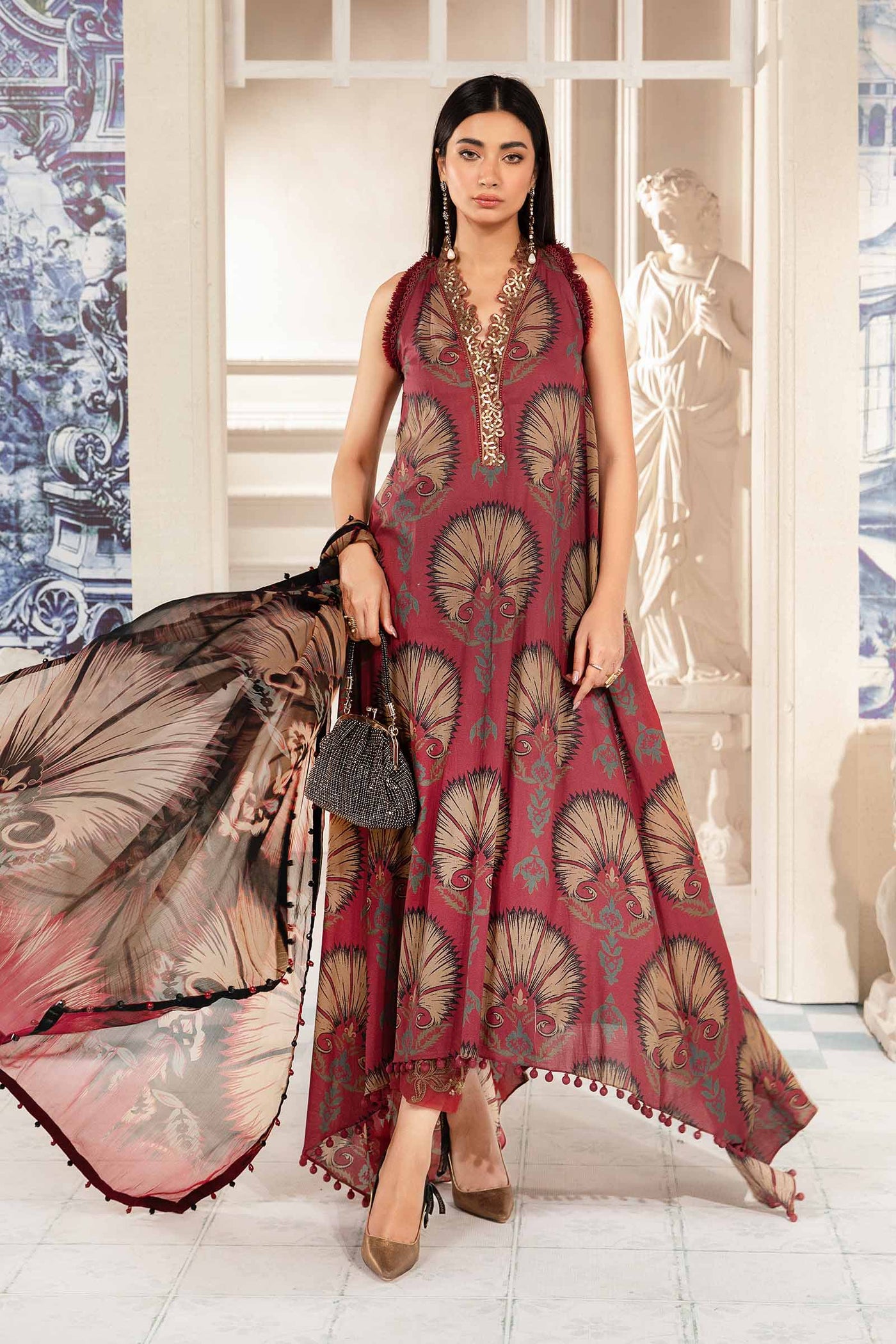 3 Piece Unstitched Printed Suit | Mpt-2209-B