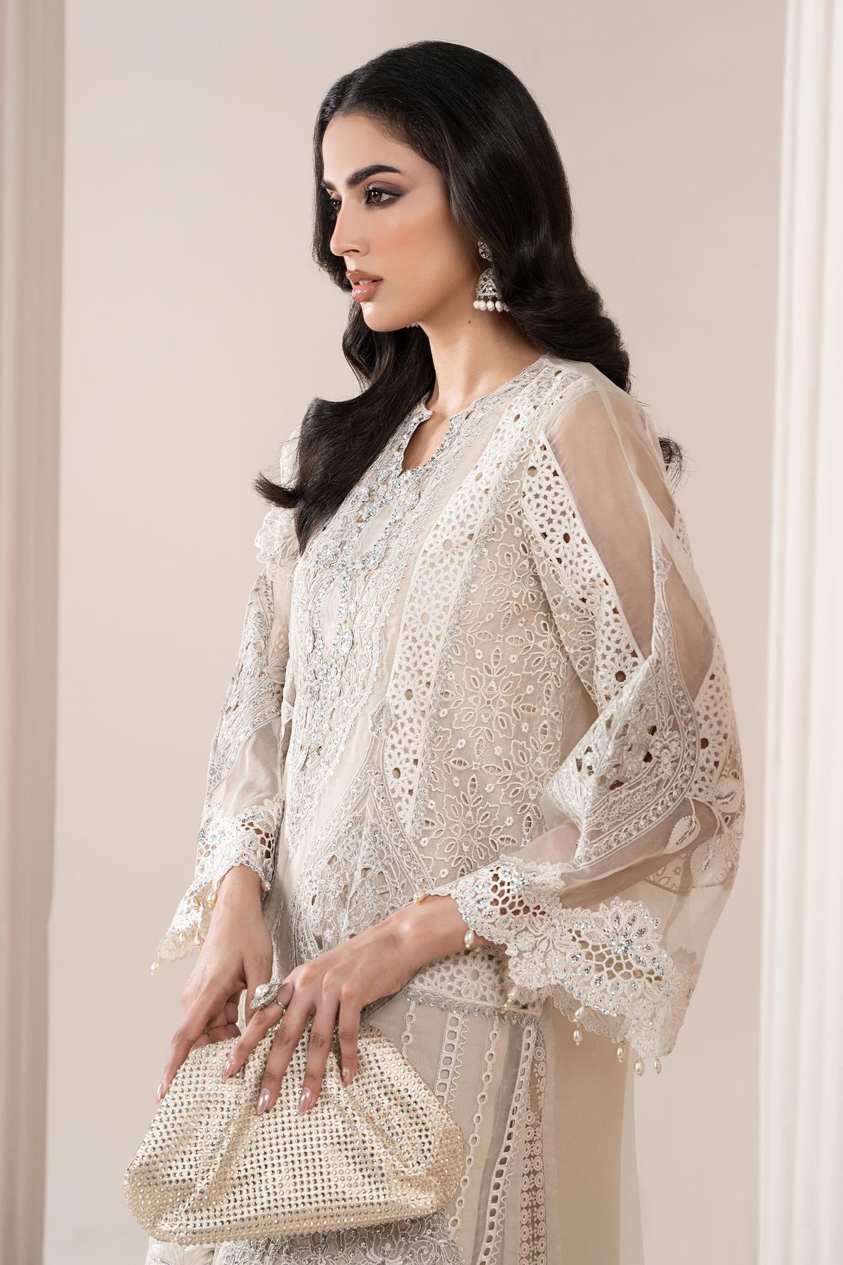 3 Piece Embroidered Organza Suit | ELS-25-09