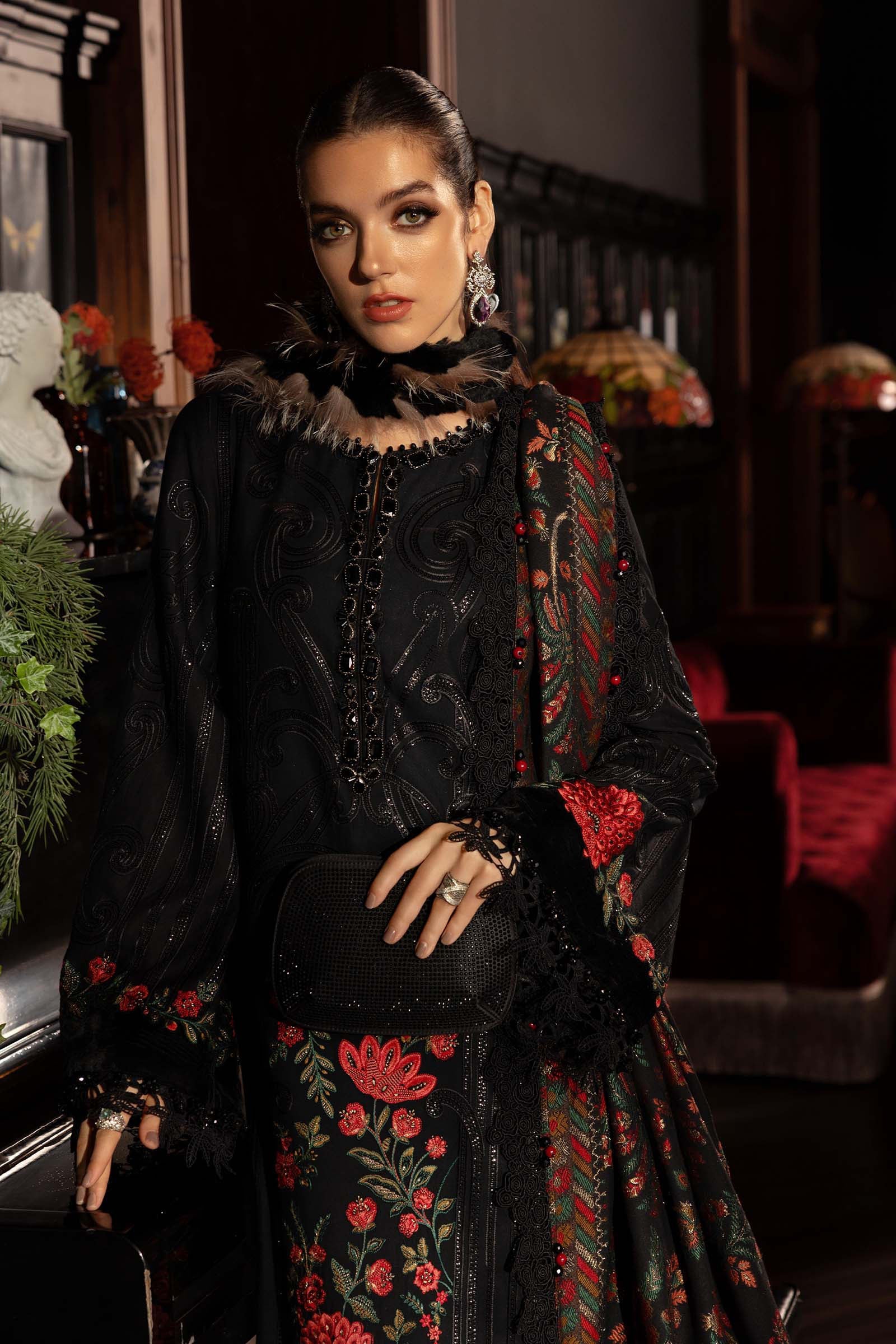 3 Piece Unstitched Embroidered Linen Suit