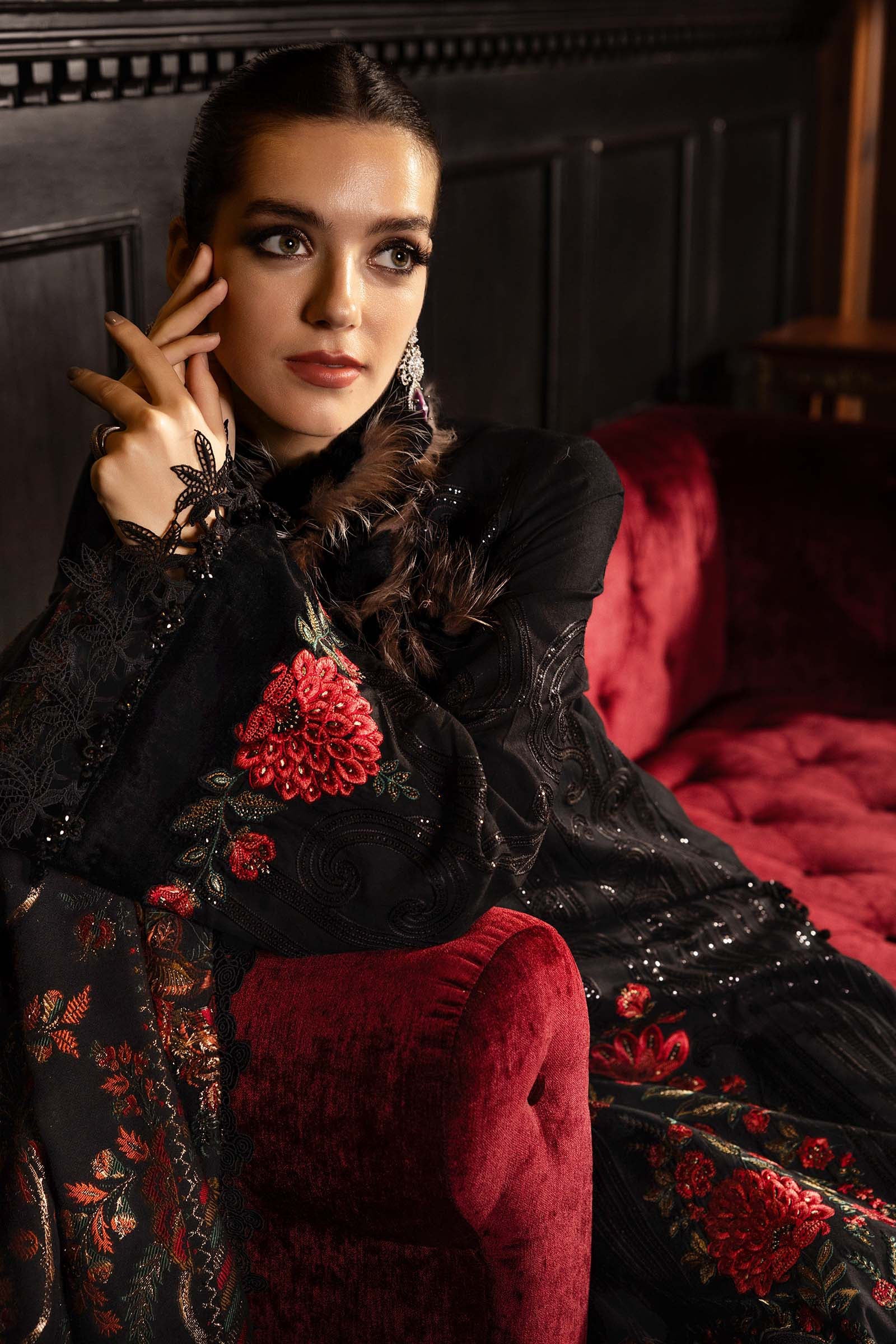 3 Piece Unstitched Embroidered Linen Suit