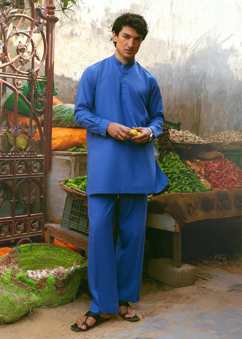 R-Blue-Blended-Kurta Trouser - (MP2PBBW25BM11D15)