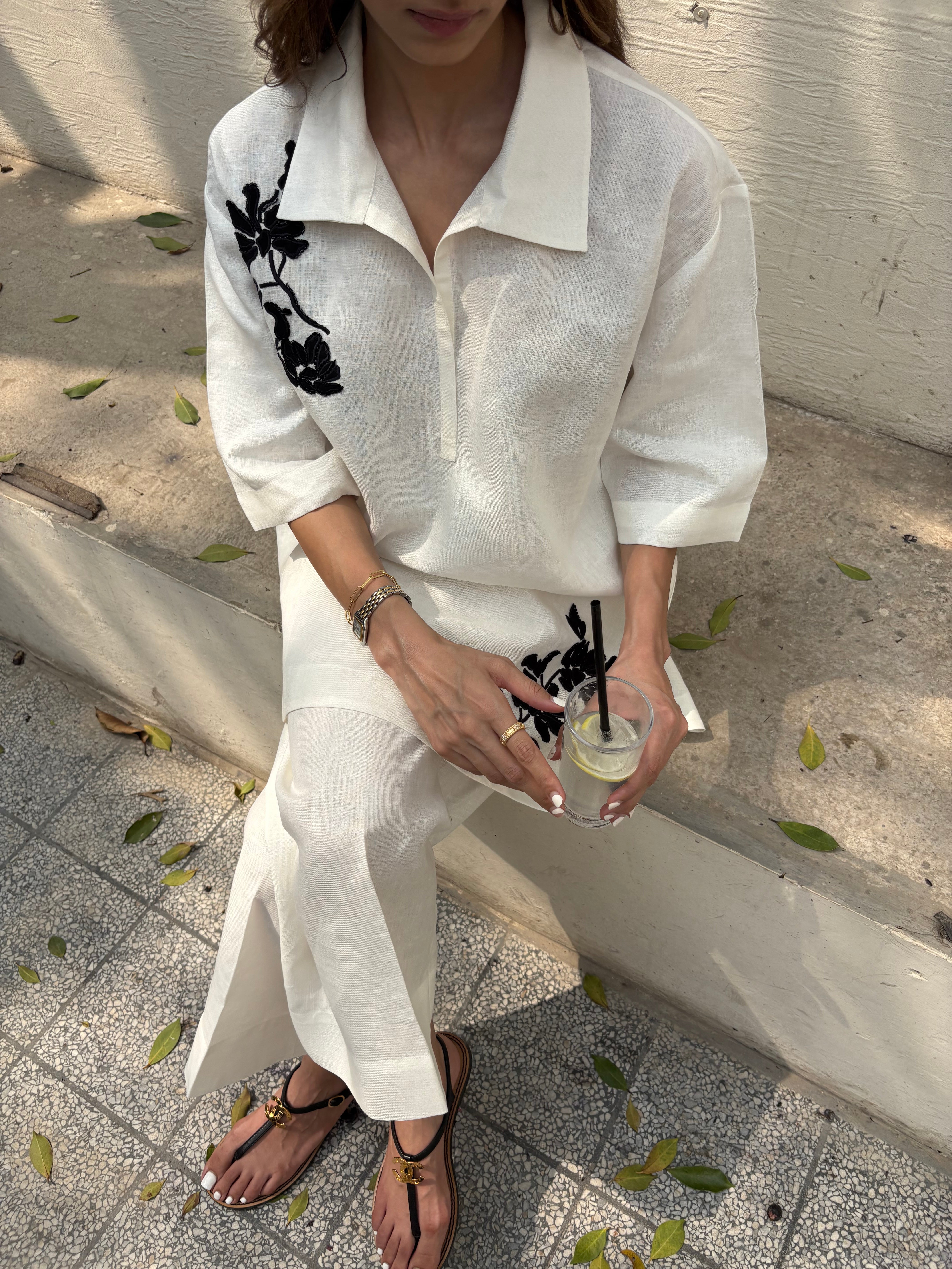 Coco White Linen Set