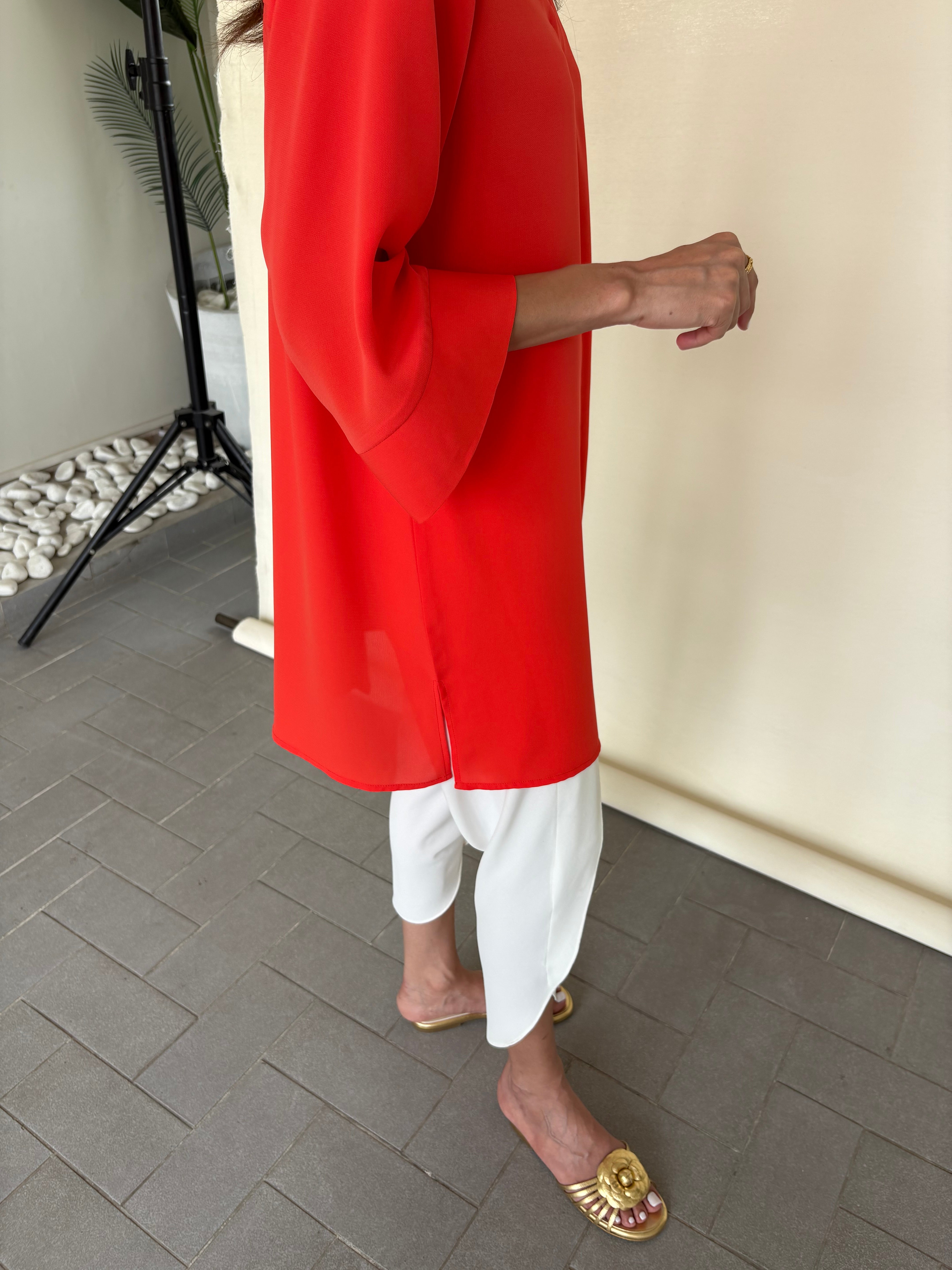 Orange Toby Tunic with Tulip Shalwar